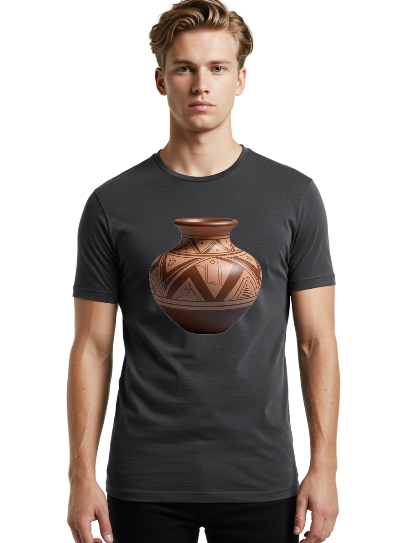Native-American-Pottery Men'S Graphic Tee, 100% Cotton, Comfortable Casual Summer Wear, Machine Washable, Vintage Camera, Old Camera, Antique Camera, Black Camera, Classic Photography, Photography Equipment, Nostalgic Device, Film Camera, Bao691