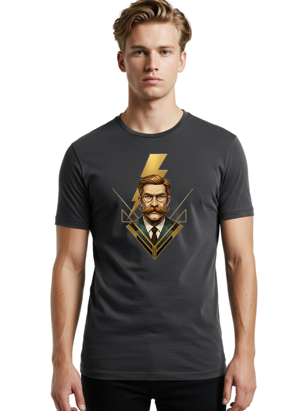 Nikola-Tesla-Portrait Men'S Graphic Tee, 100% Cotton, Comfortable Casual Summer Wear, Machine Washable, Vintage Camera, Old Camera, Antique Camera, Black Camera, Classic Photography, Photography Equipment, Nostalgic Device, Film Camera, Bao695
