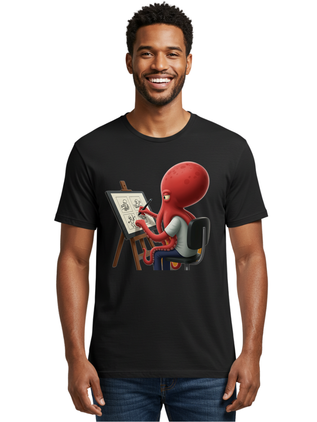 Octopus-Artist Men'S Graphic Tee, 100% Cotton, Comfortable Casual Summer Wear, Machine Washable, Vintage Camera, Old Camera, Antique Camera, Black Camera, Classic Photography, Photography Equipment, Nostalgic Device, Film Camera, Camera Art Bao700