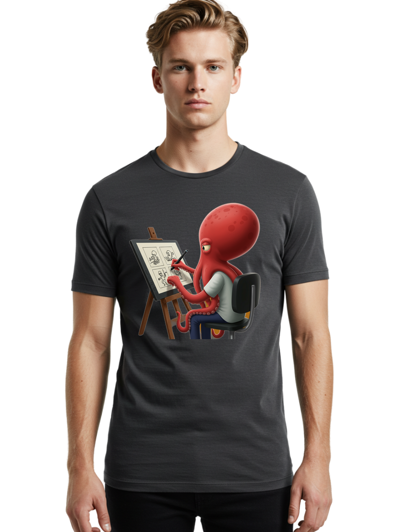Octopus-Artist Men'S Graphic Tee, 100% Cotton, Comfortable Casual Summer Wear, Machine Washable, Vintage Camera, Old Camera, Antique Camera, Black Camera, Classic Photography, Photography Equipment, Nostalgic Device, Film Camera, Camera Art Bao700