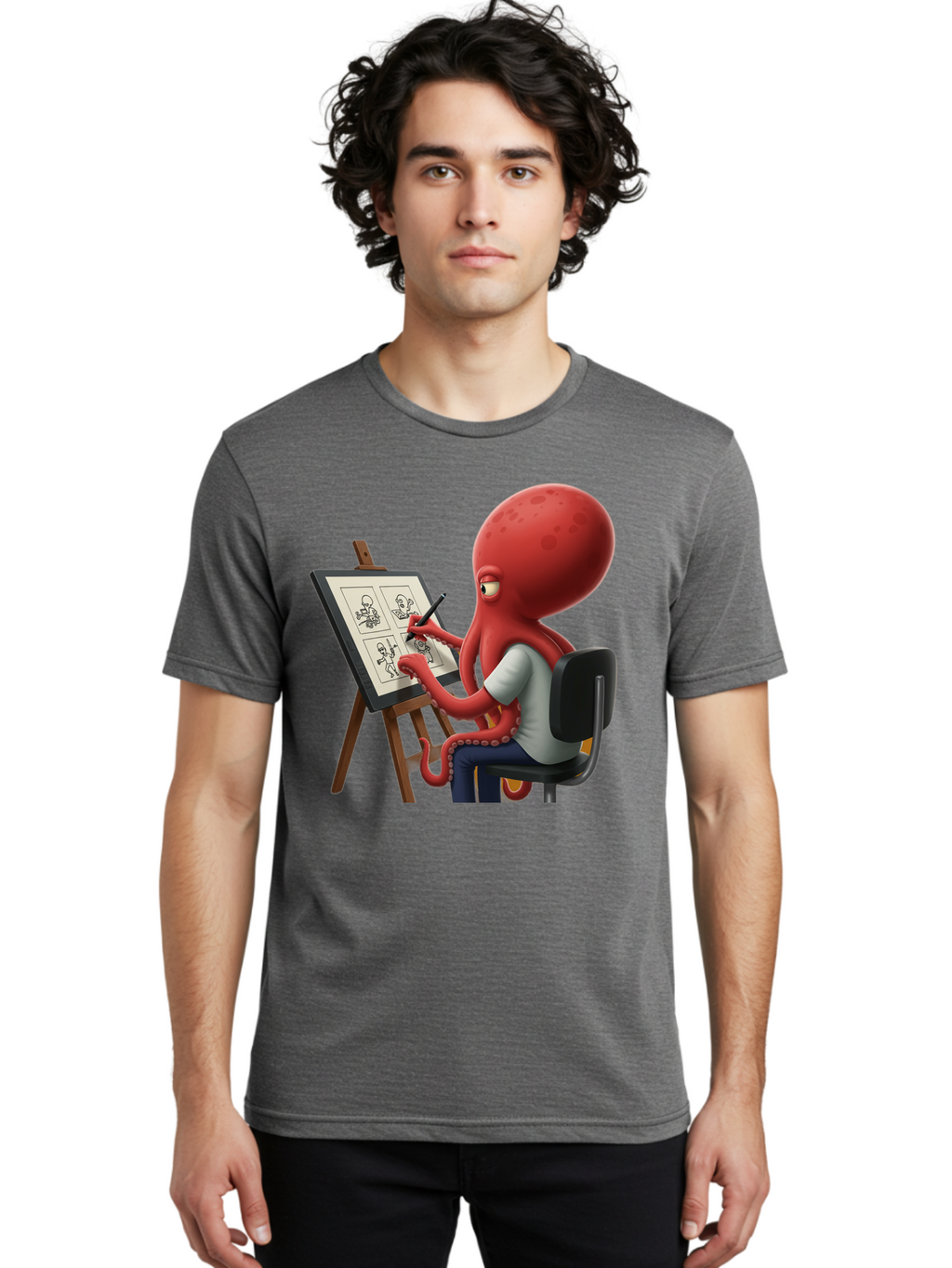 Octopus-Artist Men'S Graphic Tee, 100% Cotton, Comfortable Casual Summer Wear, Machine Washable, Vintage Camera, Old Camera, Antique Camera, Black Camera, Classic Photography, Photography Equipment, Nostalgic Device, Film Camera, Camera Art Bao700