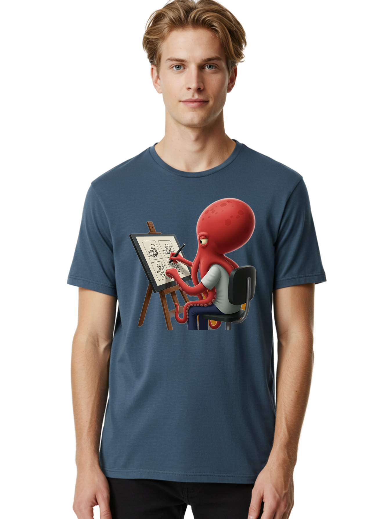 Octopus-Artist Men'S Graphic Tee, 100% Cotton, Comfortable Casual Summer Wear, Machine Washable, Vintage Camera, Old Camera, Antique Camera, Black Camera, Classic Photography, Photography Equipment, Nostalgic Device, Film Camera, Camera Art Bao700
