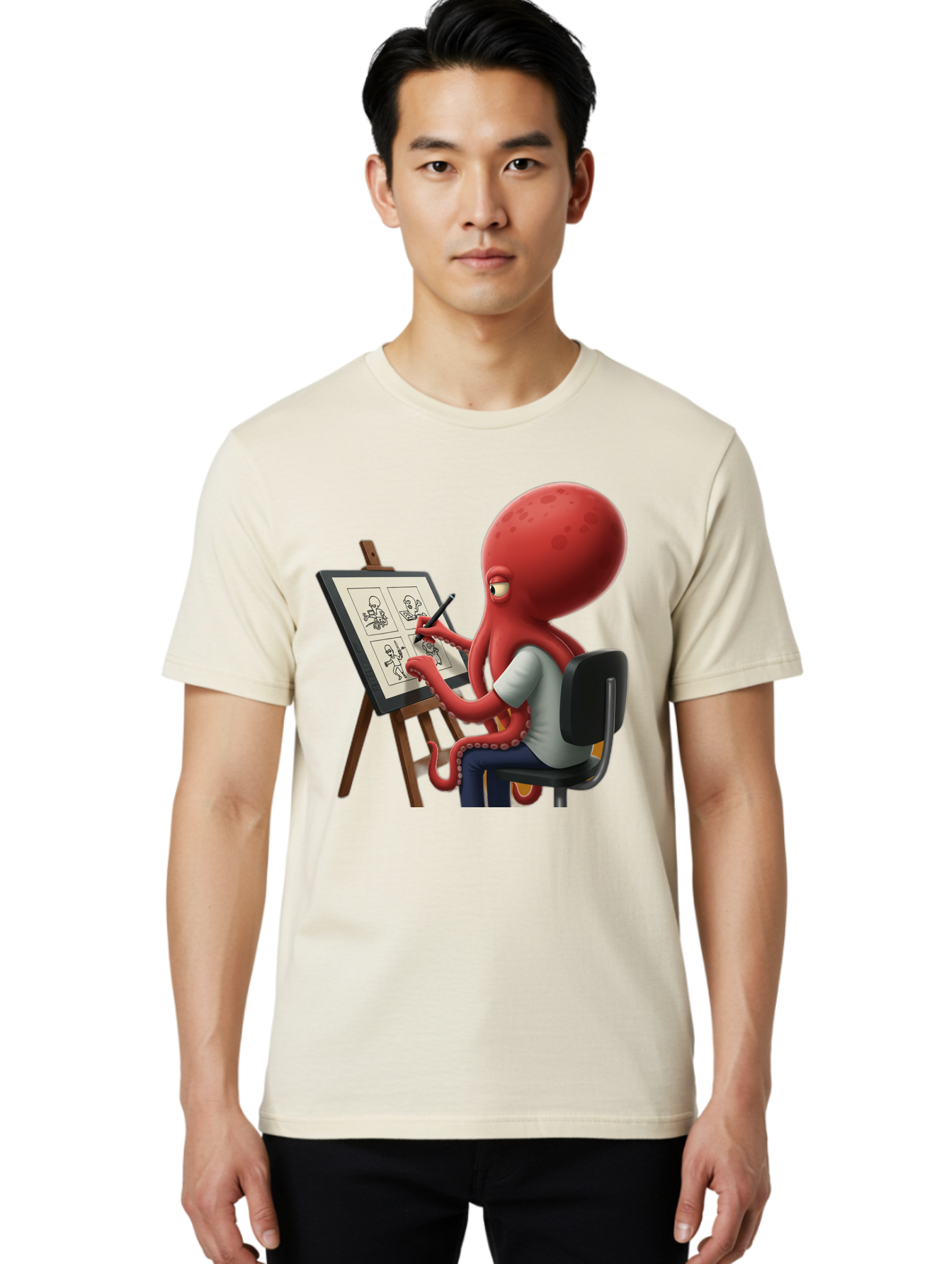Octopus-Artist Men'S Graphic Tee, 100% Cotton, Comfortable Casual Summer Wear, Machine Washable, Vintage Camera, Old Camera, Antique Camera, Black Camera, Classic Photography, Photography Equipment, Nostalgic Device, Film Camera, Camera Art Bao700