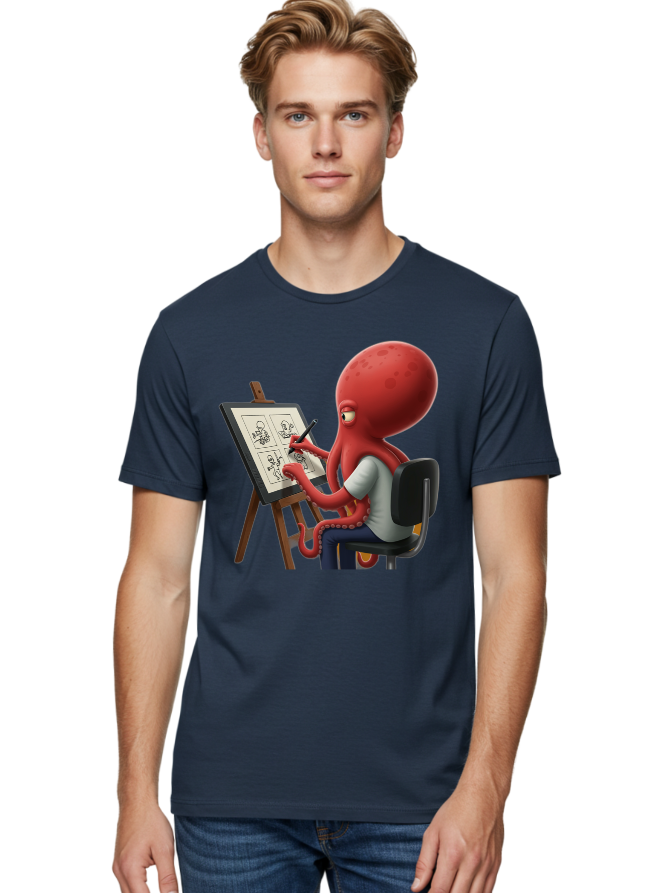 Octopus-Artist Men'S Graphic Tee, 100% Cotton, Comfortable Casual Summer Wear, Machine Washable, Vintage Camera, Old Camera, Antique Camera, Black Camera, Classic Photography, Photography Equipment, Nostalgic Device, Film Camera, Camera Art Bao700