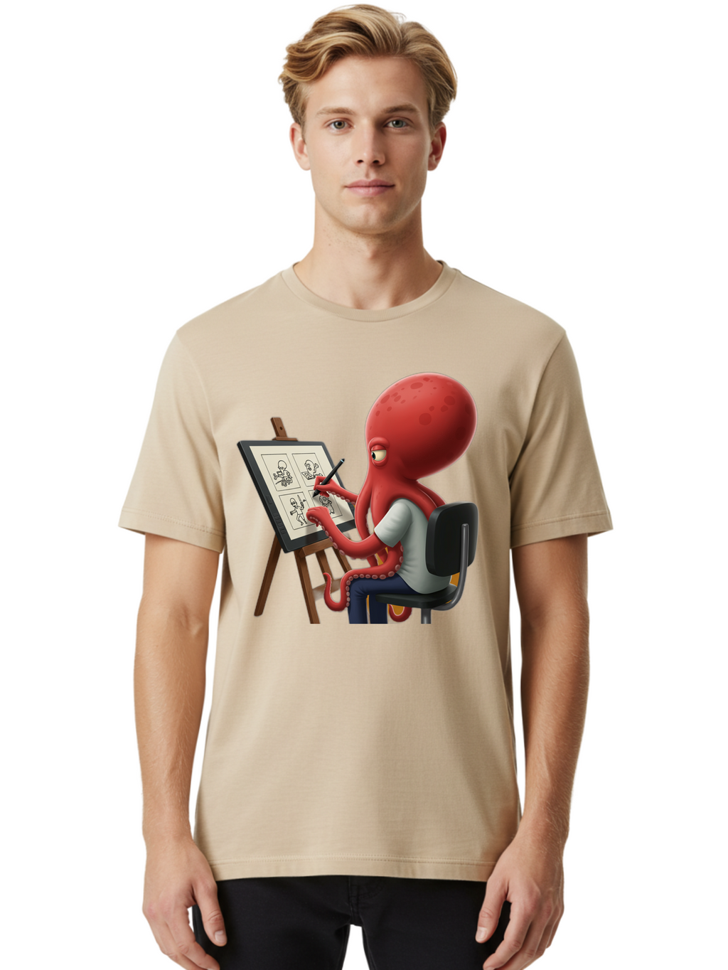 Octopus-Artist Men'S Graphic Tee, 100% Cotton, Comfortable Casual Summer Wear, Machine Washable, Vintage Camera, Old Camera, Antique Camera, Black Camera, Classic Photography, Photography Equipment, Nostalgic Device, Film Camera, Camera Art Bao700