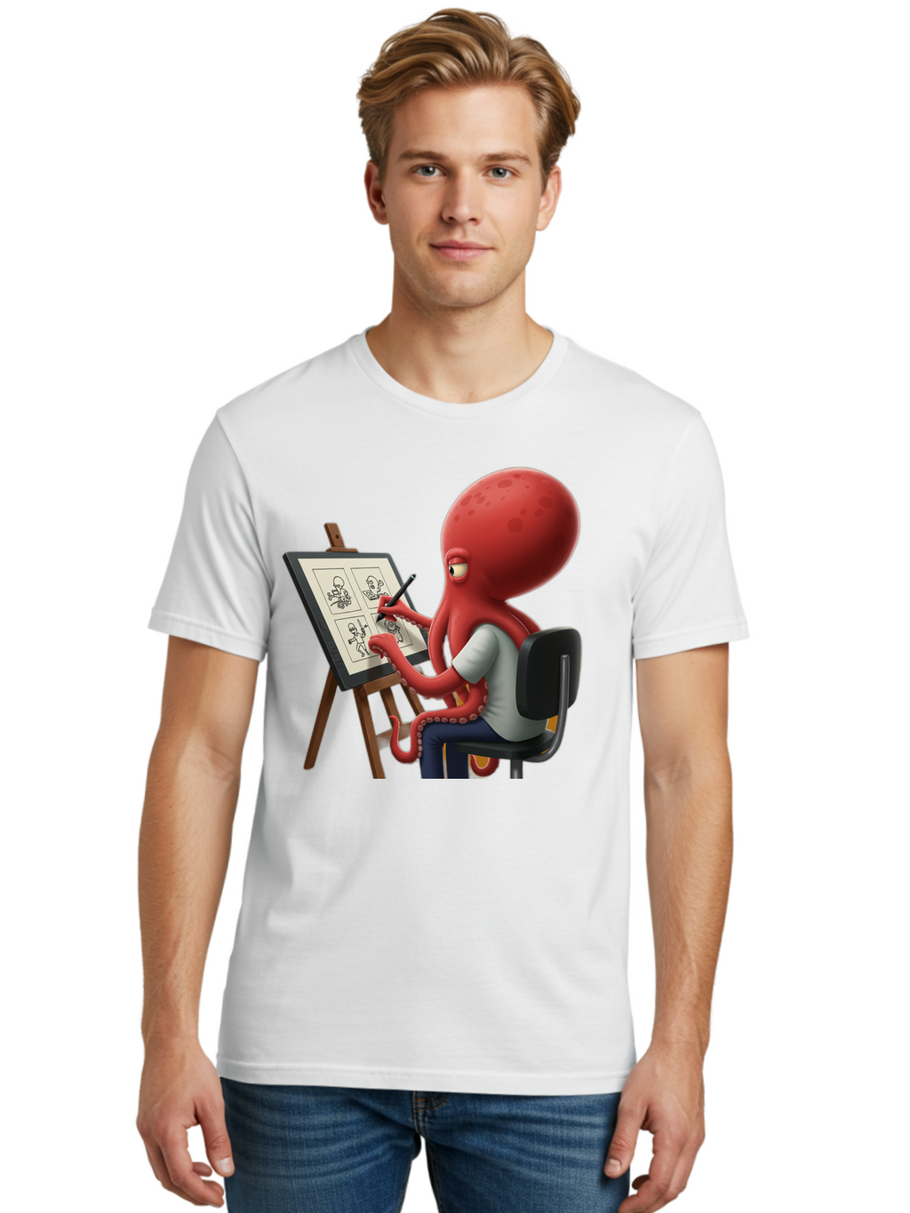 Octopus-Artist Men'S Graphic Tee, 100% Cotton, Comfortable Casual Summer Wear, Machine Washable, Vintage Camera, Old Camera, Antique Camera, Black Camera, Classic Photography, Photography Equipment, Nostalgic Device, Film Camera, Camera Art Bao700