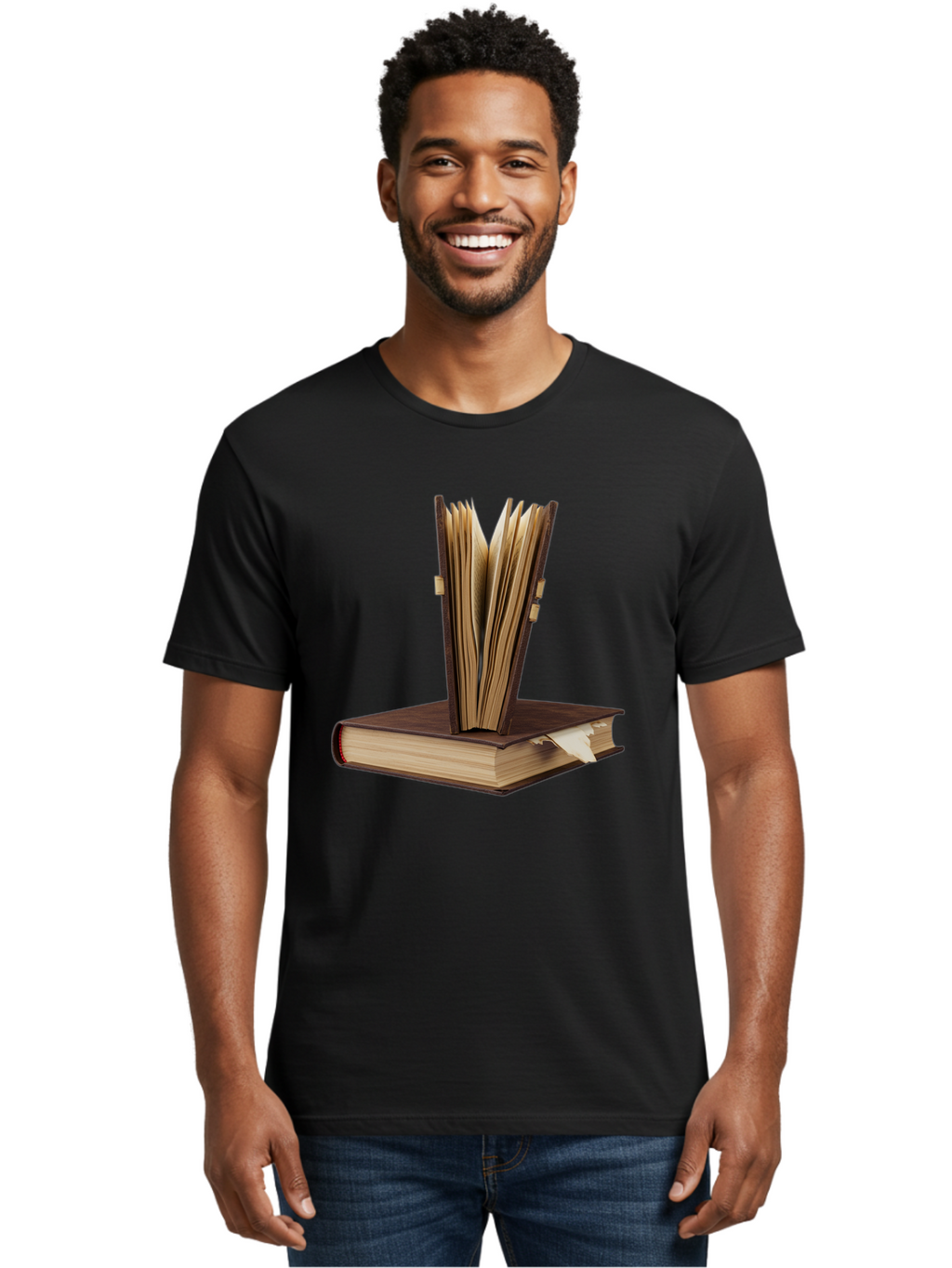 Open-Book-1 Men'S Graphic Tee, 100% Cotton, Comfortable Casual Summer Wear, Machine Washable, Vintage Camera, Old Camera, Antique Camera, Black Camera, Classic Photography, Photography Equipment, Nostalgic Device, Film Camera, Camera Art Bao705