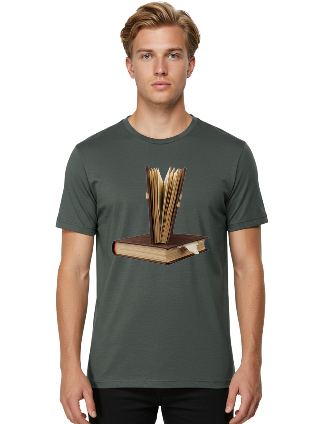 Open-Book-1 Men'S Graphic Tee, 100% Cotton, Comfortable Casual Summer Wear, Machine Washable, Vintage Camera, Old Camera, Antique Camera, Black Camera, Classic Photography, Photography Equipment, Nostalgic Device, Film Camera, Camera Art Bao705
