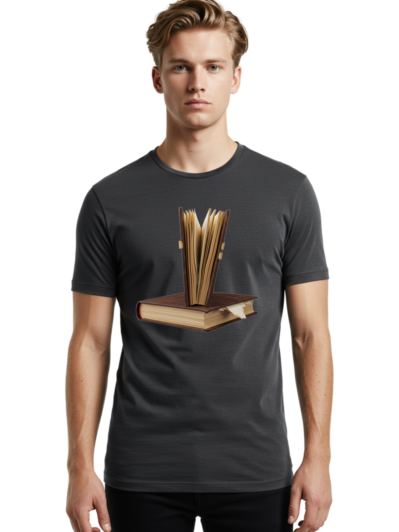 Open-Book-1 Men'S Graphic Tee, 100% Cotton, Comfortable Casual Summer Wear, Machine Washable, Vintage Camera, Old Camera, Antique Camera, Black Camera, Classic Photography, Photography Equipment, Nostalgic Device, Film Camera, Camera Art Bao705