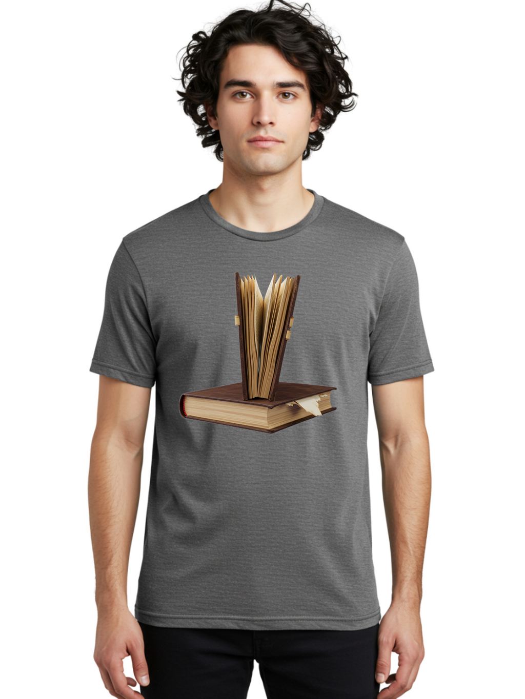 Open-Book-1 Men'S Graphic Tee, 100% Cotton, Comfortable Casual Summer Wear, Machine Washable, Vintage Camera, Old Camera, Antique Camera, Black Camera, Classic Photography, Photography Equipment, Nostalgic Device, Film Camera, Camera Art Bao705
