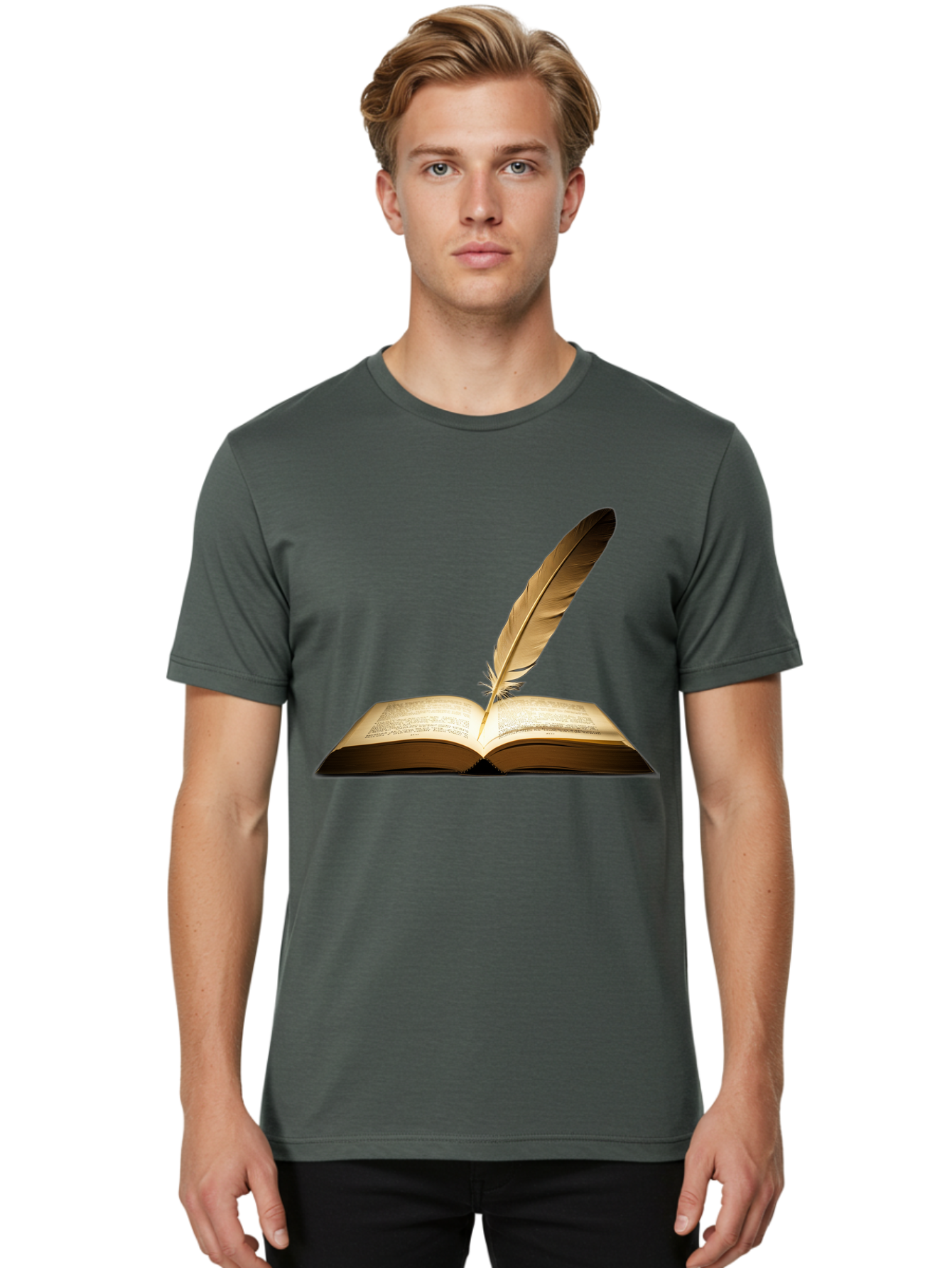 Open-Book-Quill Men'S Graphic Tee, 100% Cotton, Comfortable Casual Summer Wear, Machine Washable, Vintage Camera, Old Camera, Antique Camera, Black Camera, Classic Photography, Photography Equipment, Nostalgic Device, Film Camera, Camera Art Bao706