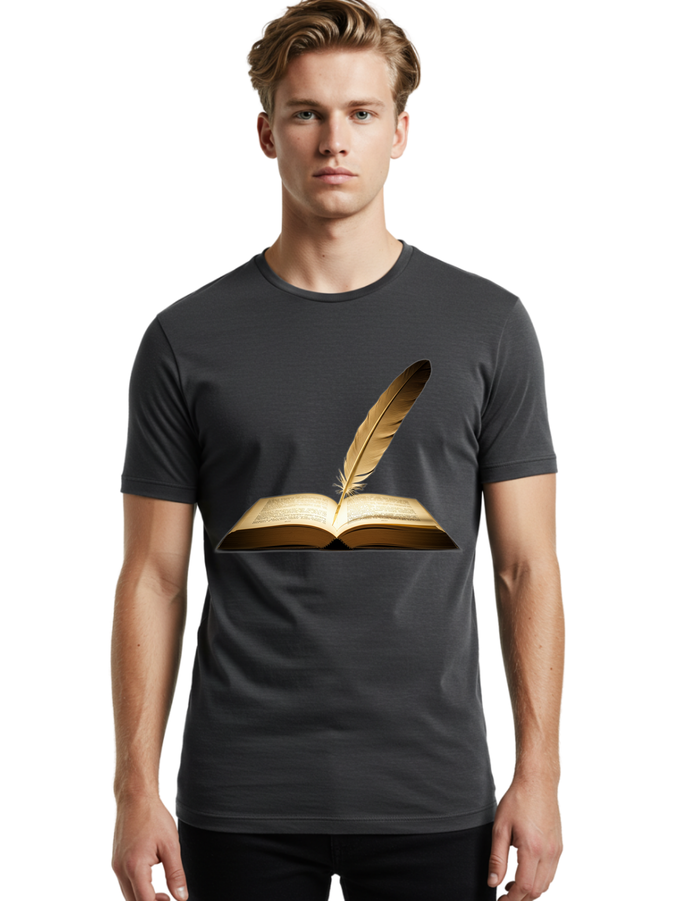 Open-Book-Quill Men'S Graphic Tee, 100% Cotton, Comfortable Casual Summer Wear, Machine Washable, Vintage Camera, Old Camera, Antique Camera, Black Camera, Classic Photography, Photography Equipment, Nostalgic Device, Film Camera, Camera Art Bao706