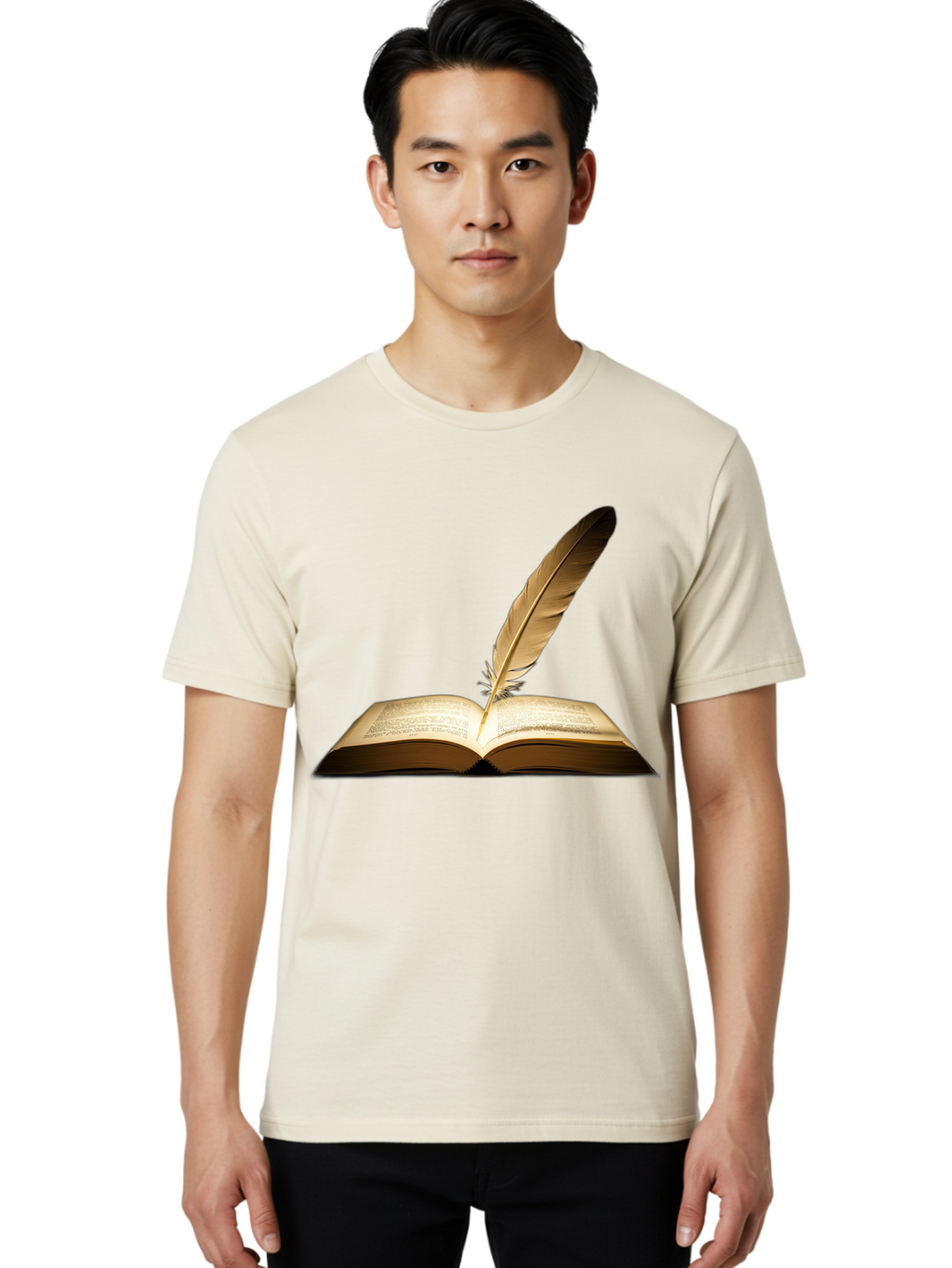 Open-Book-Quill Men'S Graphic Tee, 100% Cotton, Comfortable Casual Summer Wear, Machine Washable, Vintage Camera, Old Camera, Antique Camera, Black Camera, Classic Photography, Photography Equipment, Nostalgic Device, Film Camera, Camera Art Bao706