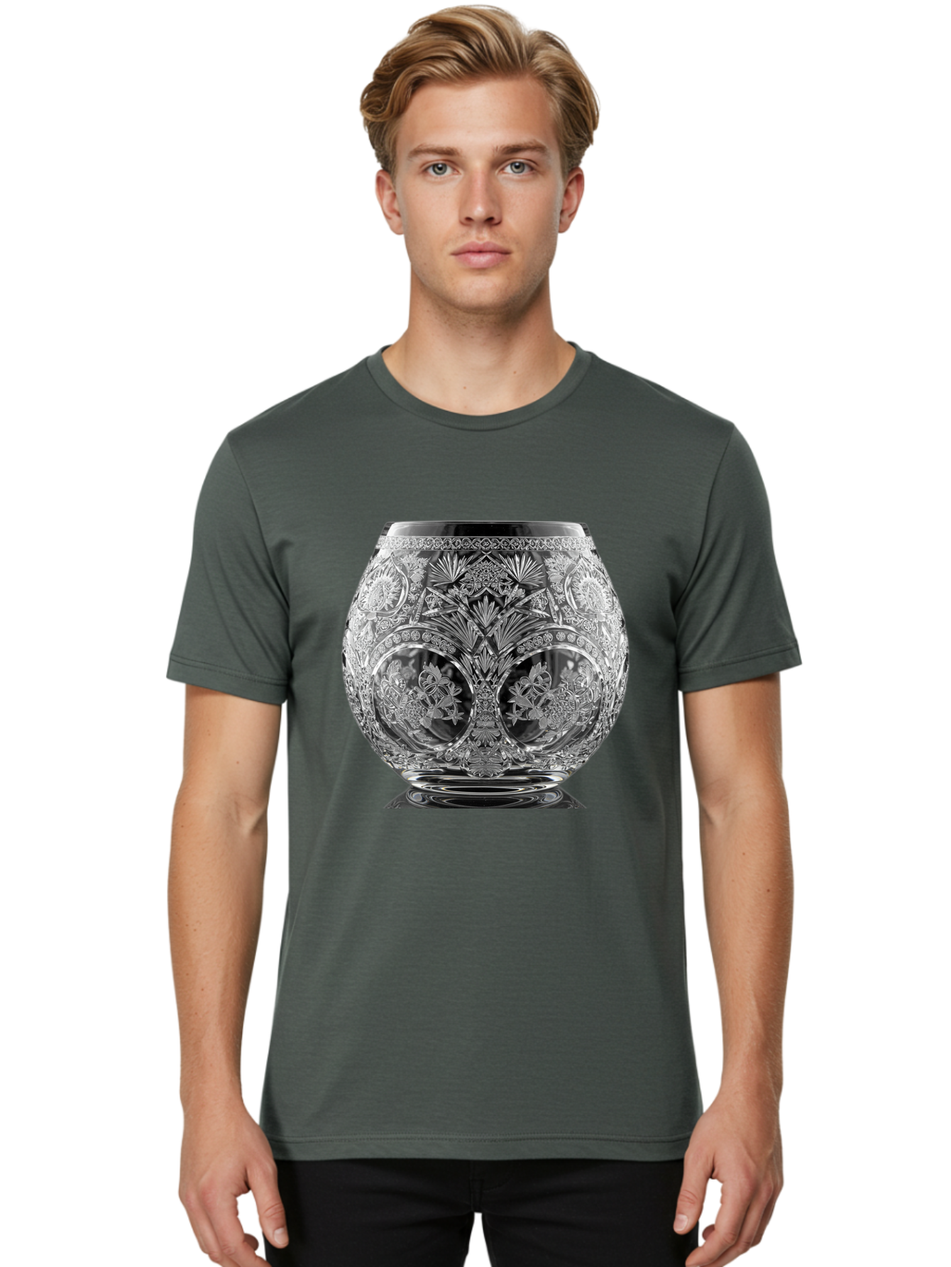 Ornate-Crystal-Vase Men'S Graphic Tee, 100% Cotton, Comfortable Casual Summer Wear, Machine Washable, Vintage Camera, Old Camera, Antique Camera, Black Camera, Classic Photography, Photography Equipment, Nostalgic Device, Film Camera, Bao710
