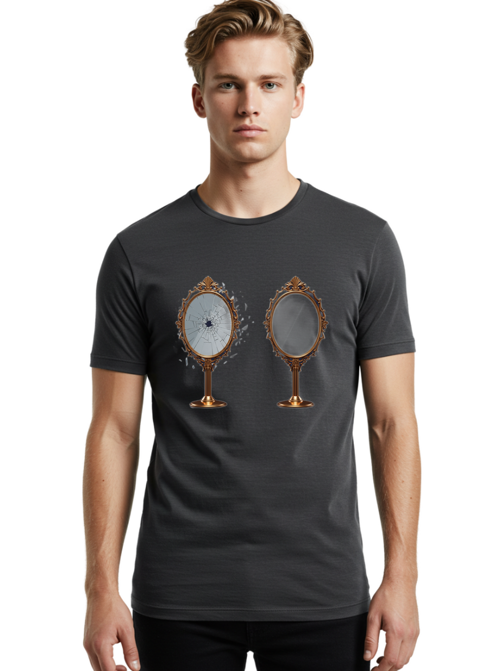 Oval-Mirrors Men'S Graphic Tee, 100% Cotton, Comfortable Casual Summer Wear, Machine Washable, Vintage Camera, Old Camera, Antique Camera, Black Camera, Classic Photography, Photography Equipment, Nostalgic Device, Film Camera, Camera Art Bao713