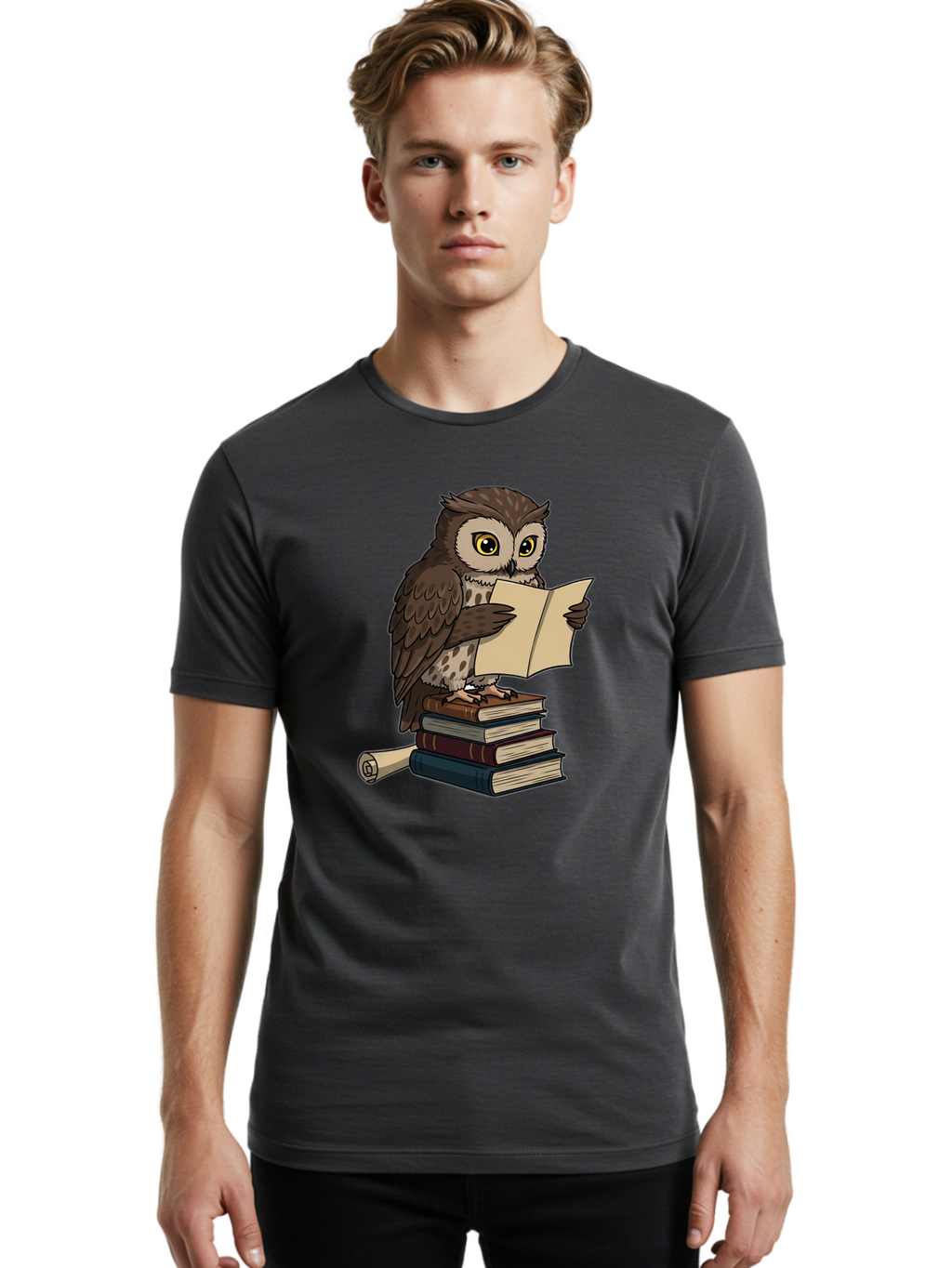 Owl-Reading Men'S Graphic Tee, 100% Cotton, Comfortable Casual Summer Wear, Machine Washable, Vintage Camera, Old Camera, Antique Camera, Black Camera, Classic Photography, Photography Equipment, Nostalgic Device, Film Camera, Camera Art Bao728