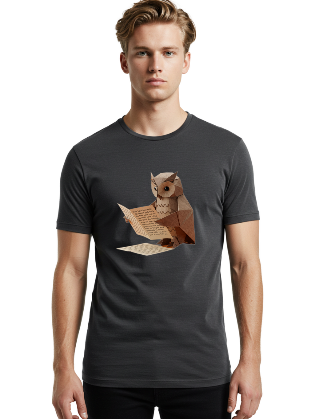 Paper-Owl-Reading Men'S Graphic Tee, 100% Cotton, Comfortable Casual Summer Wear, Machine Washable, Vintage Camera, Old Camera, Antique Camera, Black Camera, Classic Photography, Photography Equipment, Nostalgic Device, Film Camera, Camera Art Bao729