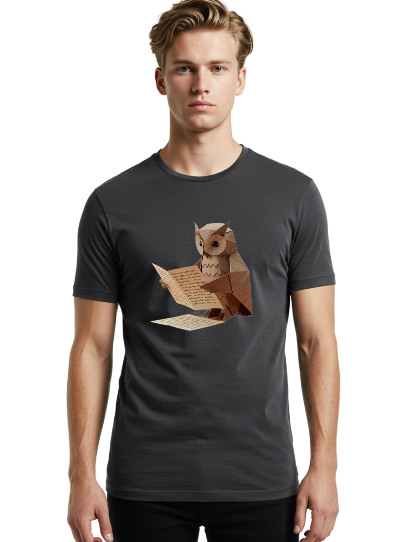 Paper-Owl-Reading Men'S Graphic Tee, 100% Cotton, Comfortable Casual Summer Wear, Machine Washable, Vintage Camera, Old Camera, Antique Camera, Black Camera, Classic Photography, Photography Equipment, Nostalgic Device, Film Camera, Camera Art Bao729