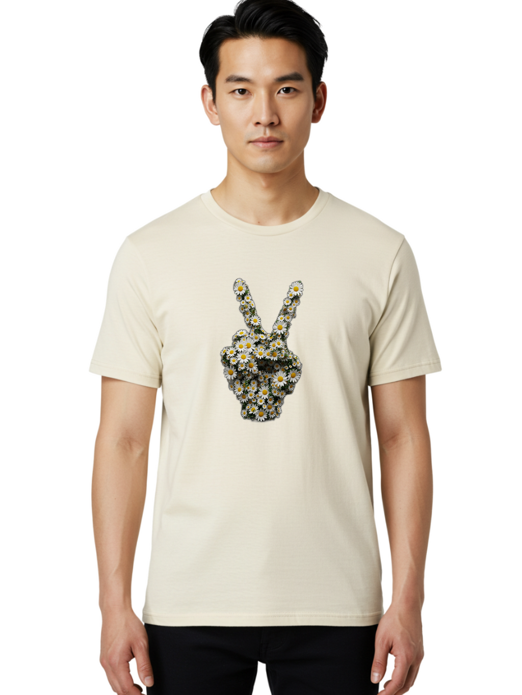Peace-Sign-Daisies Men'S Graphic Tee, 100% Cotton, Comfortable Casual Summer Wear, Machine Washable, Vintage Camera, Old Camera, Antique Camera, Black Camera, Classic Photography, Photography Equipment, Nostalgic Device, Film Camera, Bao735