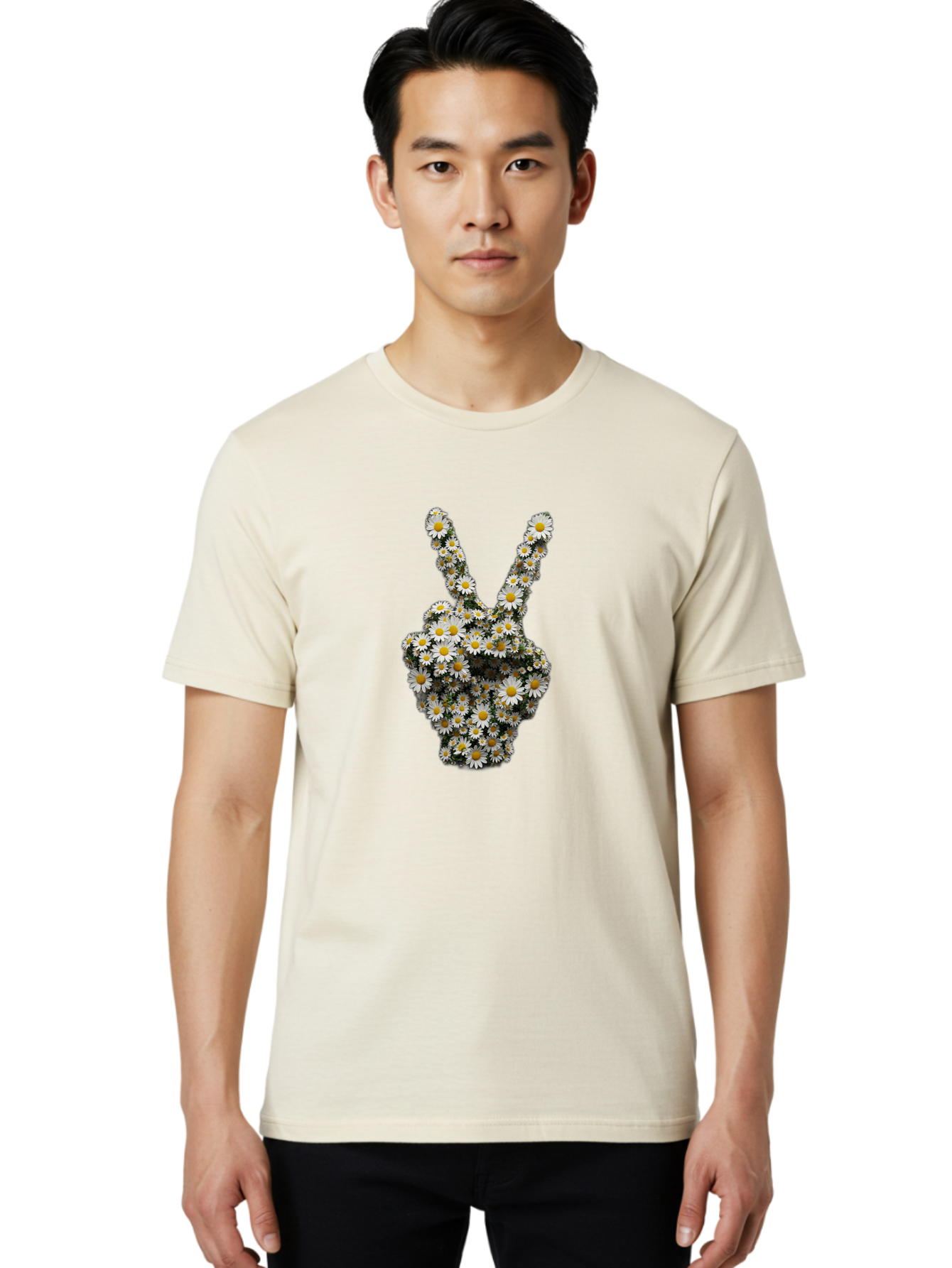 Peace-Sign-Daisies Men'S Graphic Tee, 100% Cotton, Comfortable Casual Summer Wear, Machine Washable, Vintage Camera, Old Camera, Antique Camera, Black Camera, Classic Photography, Photography Equipment, Nostalgic Device, Film Camera, Bao735