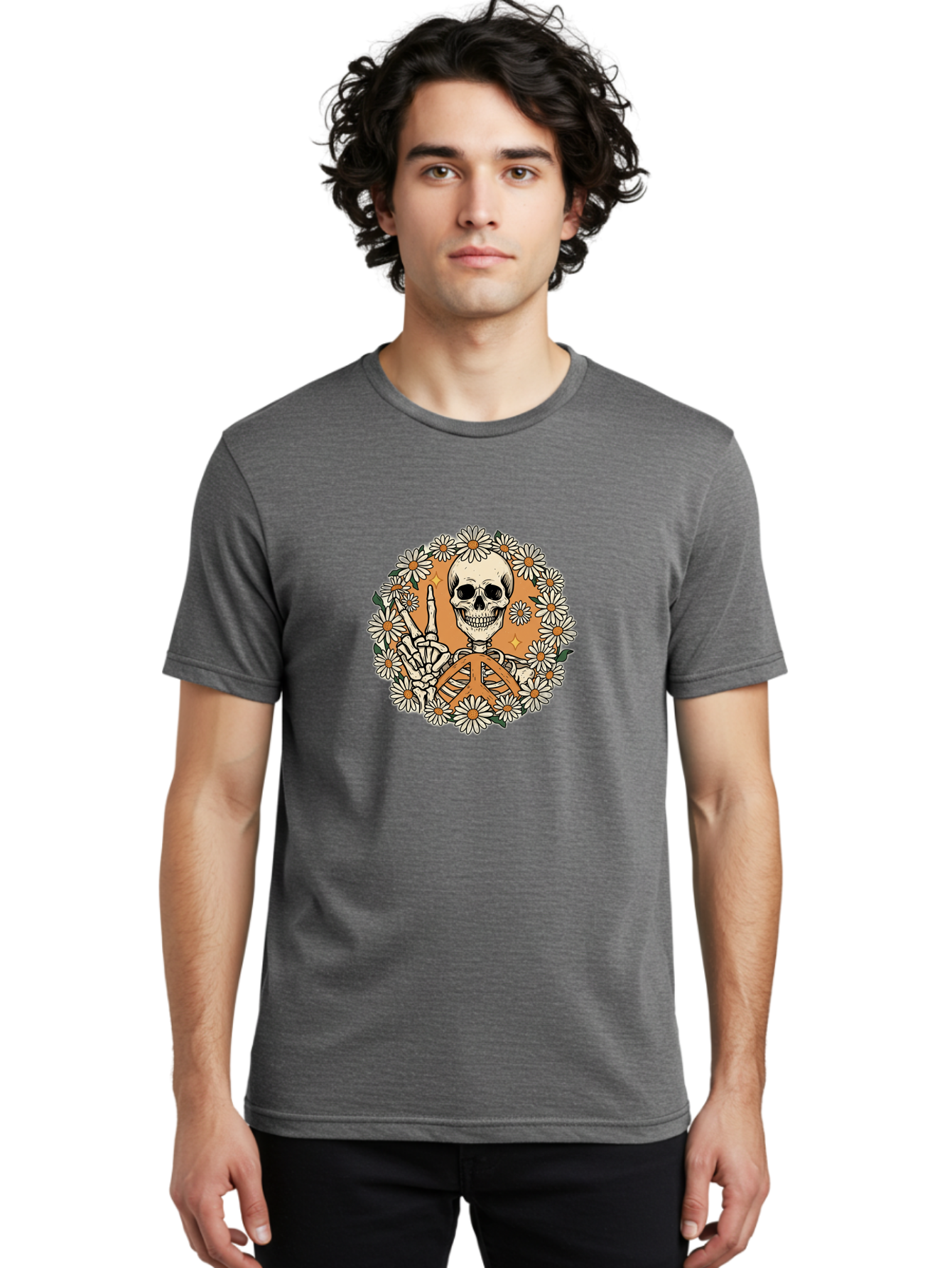 Peace-Sign-Skeleton Men'S Graphic Tee, 100% Cotton, Comfortable Casual Summer Wear, Machine Washable, Vintage Camera, Old Camera, Antique Camera, Black Camera, Classic Photography, Photography Equipment, Nostalgic Device, Film Camera, Bao736