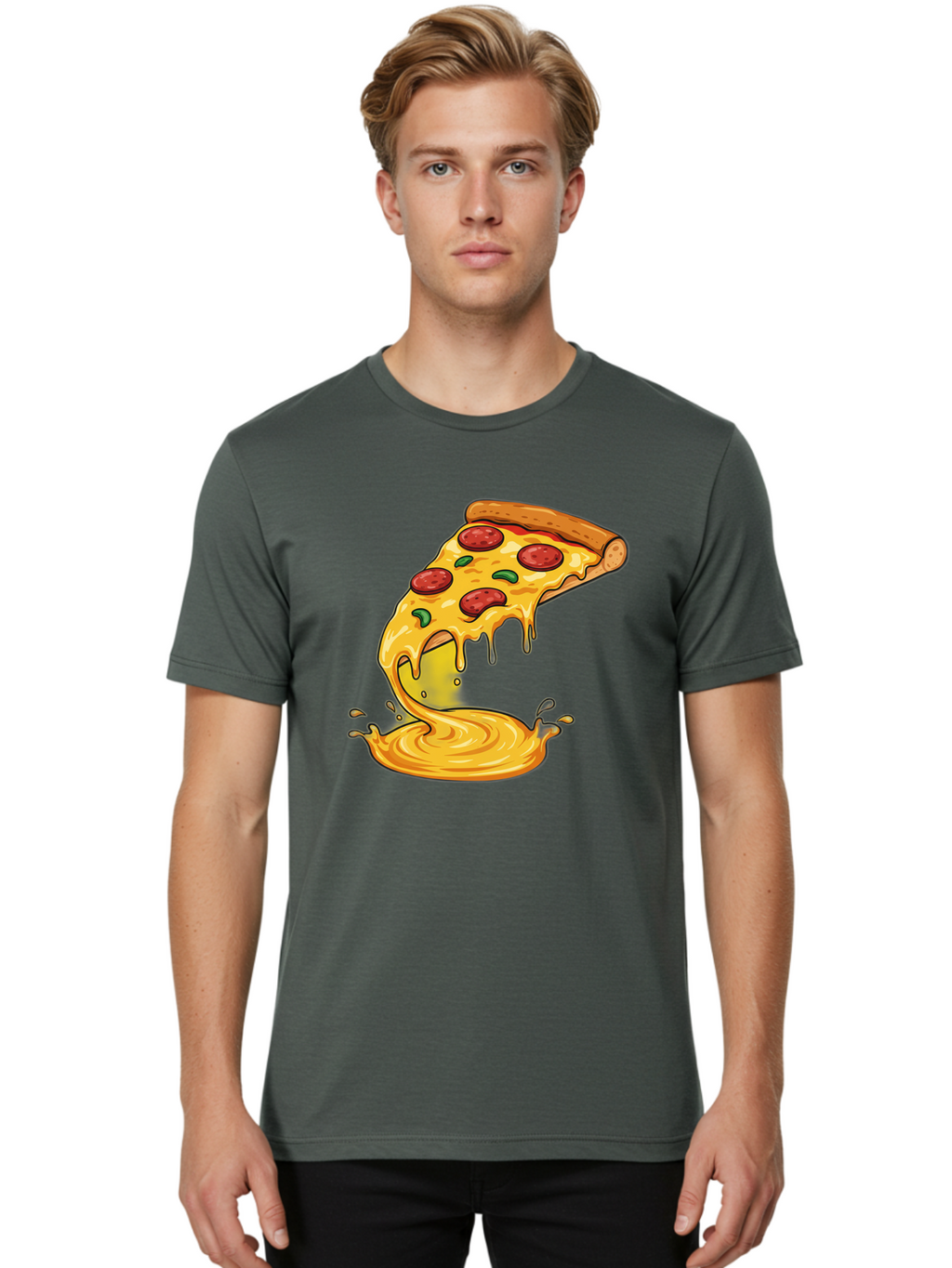 Pepperoni-Pizza-Slice Men'S Graphic Tee, 100% Cotton, Comfortable Casual Summer Wear, Machine Washable, Vintage Camera, Old Camera, Antique Camera, Black Camera, Classic Photography, Photography Equipment, Nostalgic Device, Film Camera, Bao740