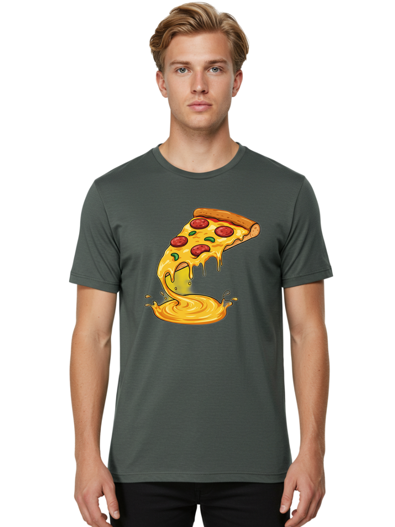 Pepperoni-Pizza-Slice Men'S Graphic Tee, 100% Cotton, Comfortable Casual Summer Wear, Machine Washable, Vintage Camera, Old Camera, Antique Camera, Black Camera, Classic Photography, Photography Equipment, Nostalgic Device, Film Camera, Bao740