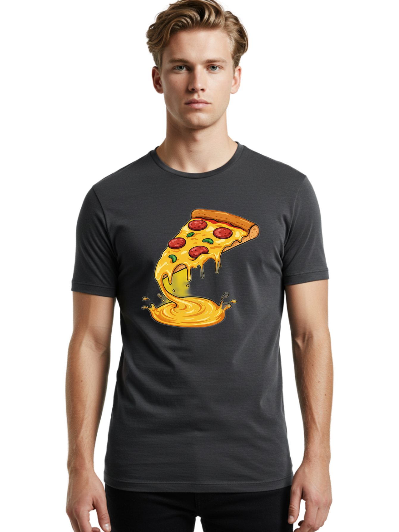 Pepperoni-Pizza-Slice Men'S Graphic Tee, 100% Cotton, Comfortable Casual Summer Wear, Machine Washable, Vintage Camera, Old Camera, Antique Camera, Black Camera, Classic Photography, Photography Equipment, Nostalgic Device, Film Camera, Bao740