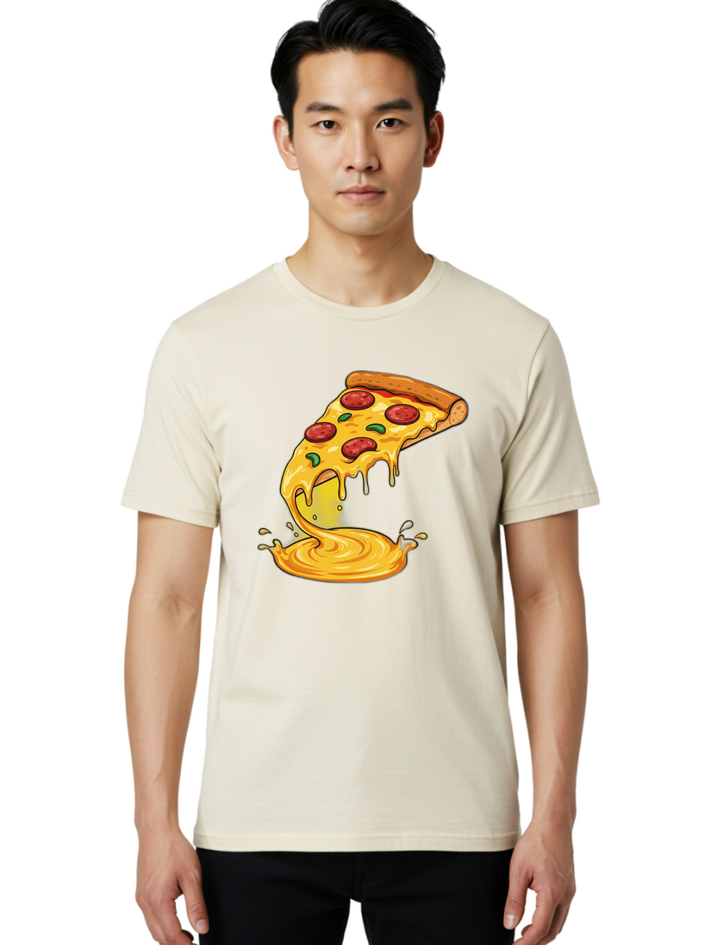 Pepperoni-Pizza-Slice Men'S Graphic Tee, 100% Cotton, Comfortable Casual Summer Wear, Machine Washable, Vintage Camera, Old Camera, Antique Camera, Black Camera, Classic Photography, Photography Equipment, Nostalgic Device, Film Camera, Bao740