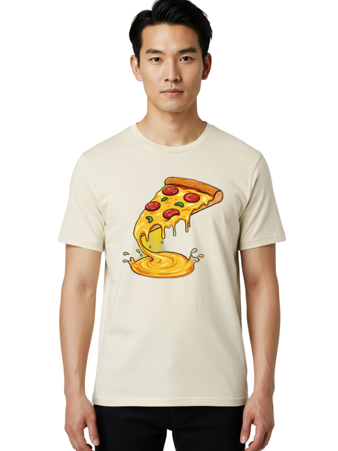 Pepperoni-Pizza-Slice Men'S Graphic Tee, 100% Cotton, Comfortable Casual Summer Wear, Machine Washable, Vintage Camera, Old Camera, Antique Camera, Black Camera, Classic Photography, Photography Equipment, Nostalgic Device, Film Camera, Bao740