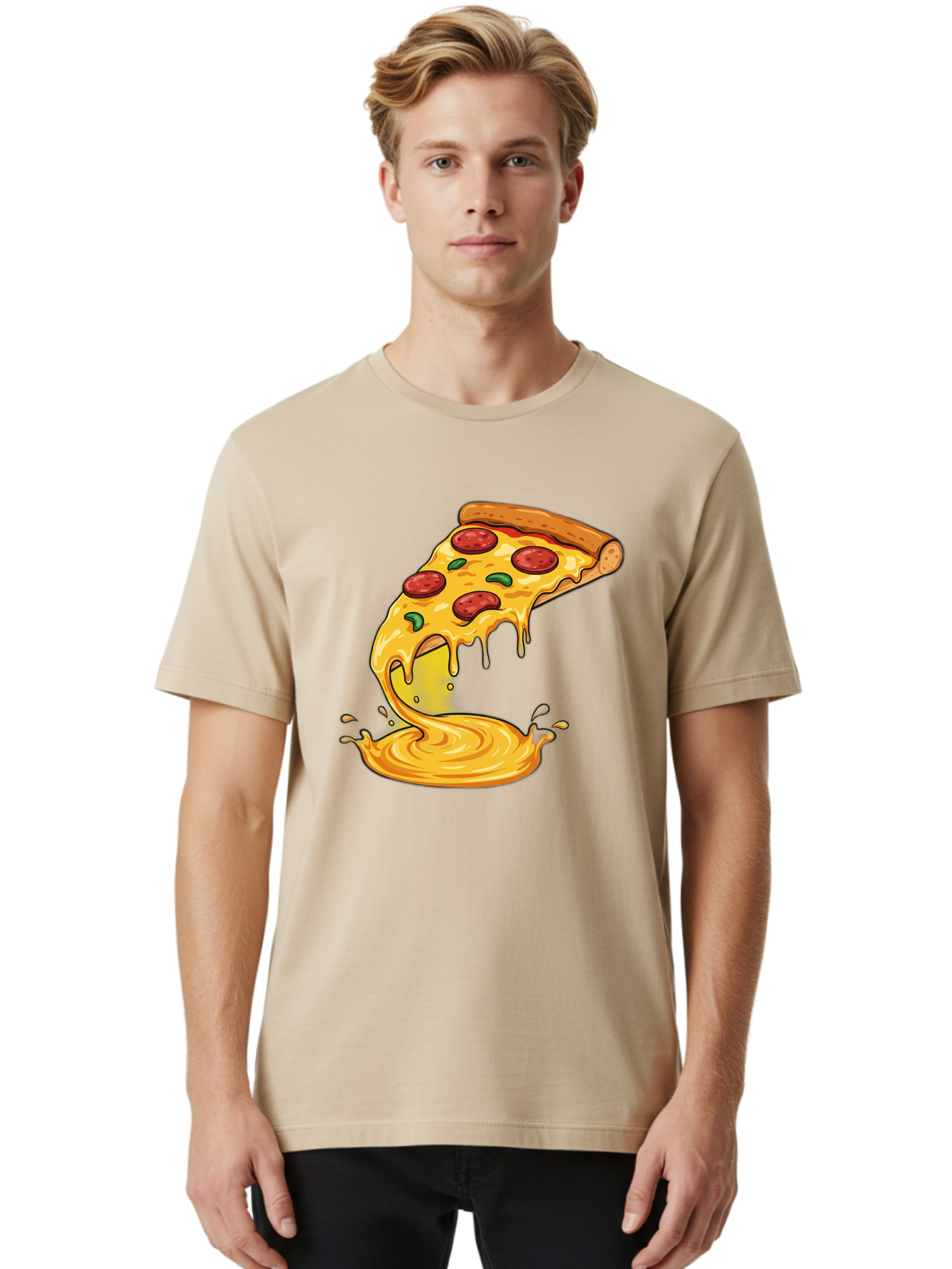 Pepperoni-Pizza-Slice Men'S Graphic Tee, 100% Cotton, Comfortable Casual Summer Wear, Machine Washable, Vintage Camera, Old Camera, Antique Camera, Black Camera, Classic Photography, Photography Equipment, Nostalgic Device, Film Camera, Bao740