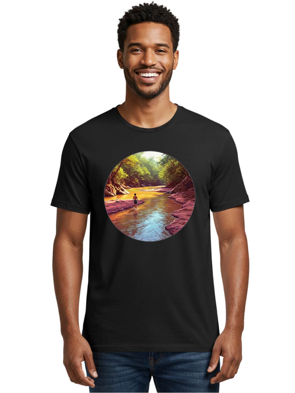 Person-In-The-River Men'S Graphic Tee, 100% Cotton, Comfortable Casual Summer Wear, Machine Washable, Vintage Camera, Old Camera, Antique Camera, Black Camera, Classic Photography, Photography Equipment, Nostalgic Device, Film Camera, Bao743