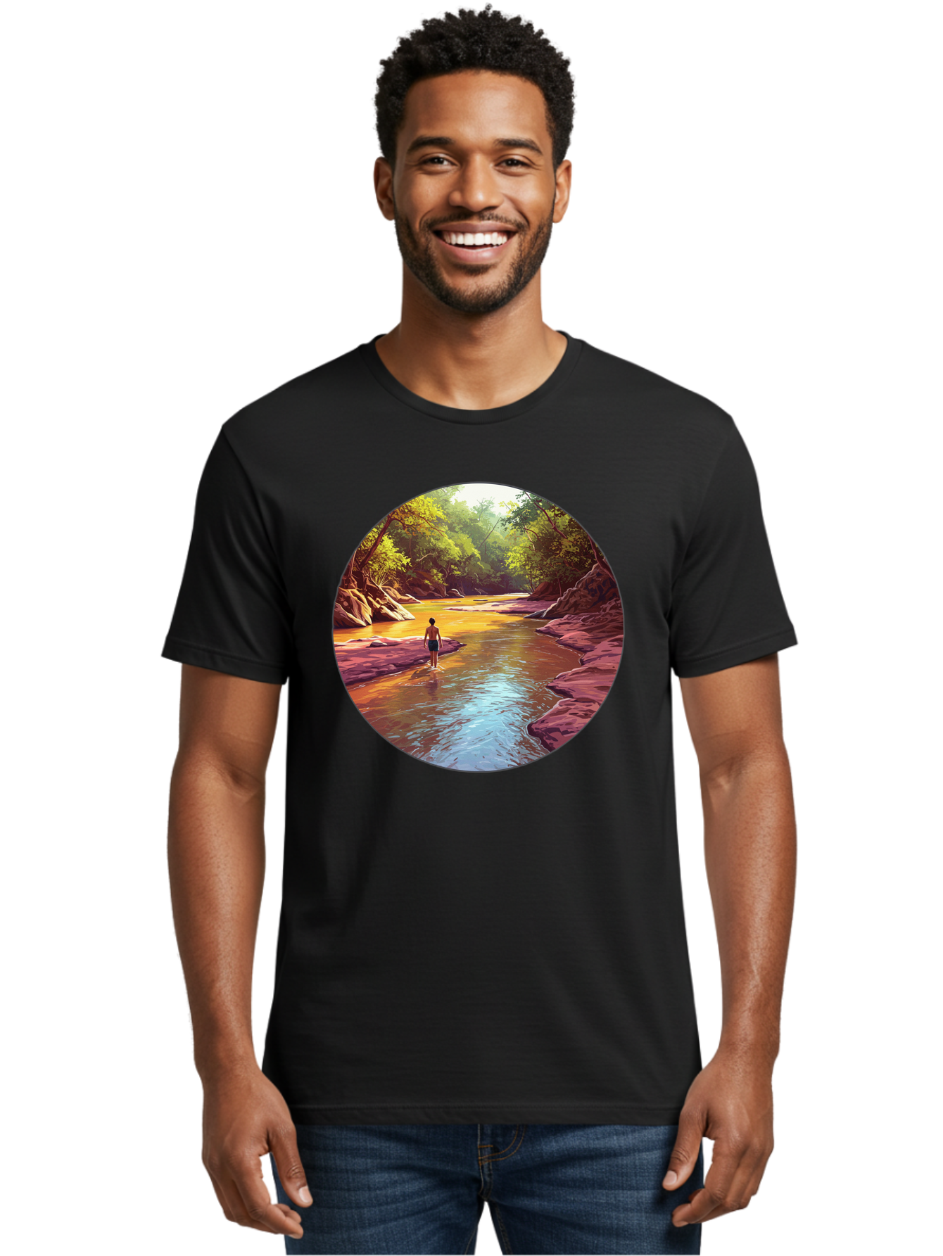 Person-In-The-River Men'S Graphic Tee, 100% Cotton, Comfortable Casual Summer Wear, Machine Washable, Vintage Camera, Old Camera, Antique Camera, Black Camera, Classic Photography, Photography Equipment, Nostalgic Device, Film Camera, Bao743