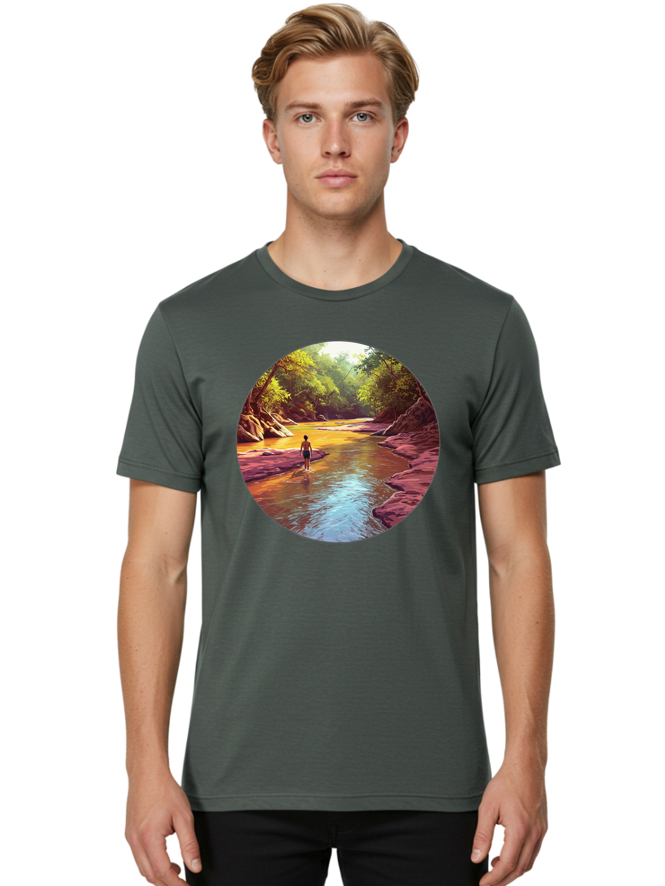 Person-In-The-River Men'S Graphic Tee, 100% Cotton, Comfortable Casual Summer Wear, Machine Washable, Vintage Camera, Old Camera, Antique Camera, Black Camera, Classic Photography, Photography Equipment, Nostalgic Device, Film Camera, Bao743