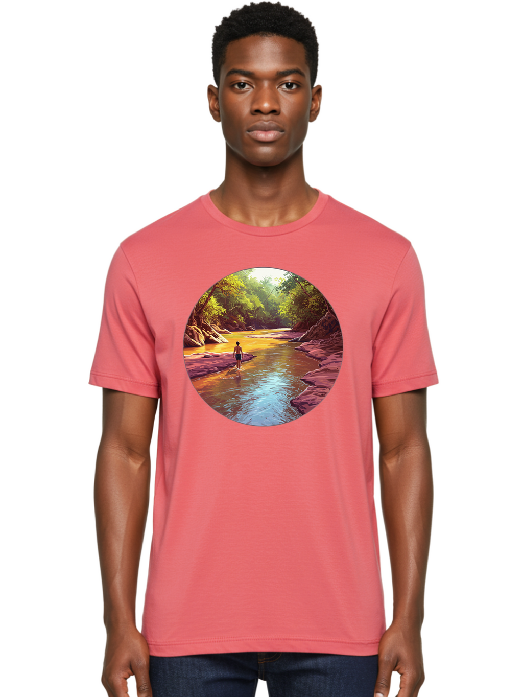Person-In-The-River Men'S Graphic Tee, 100% Cotton, Comfortable Casual Summer Wear, Machine Washable, Vintage Camera, Old Camera, Antique Camera, Black Camera, Classic Photography, Photography Equipment, Nostalgic Device, Film Camera, Bao743