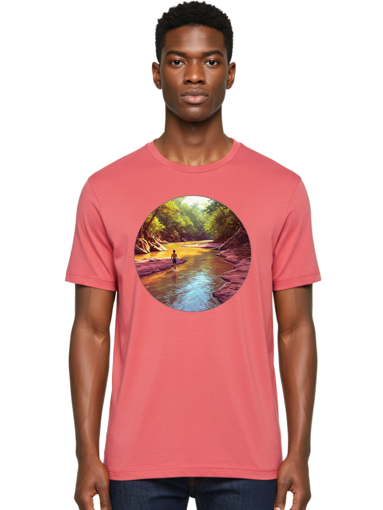 Person-In-The-River Men'S Graphic Tee, 100% Cotton, Comfortable Casual Summer Wear, Machine Washable, Vintage Camera, Old Camera, Antique Camera, Black Camera, Classic Photography, Photography Equipment, Nostalgic Device, Film Camera, Bao743