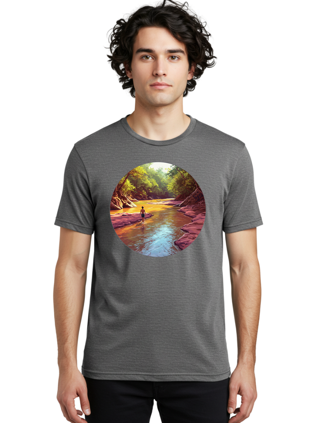 Person-In-The-River Men'S Graphic Tee, 100% Cotton, Comfortable Casual Summer Wear, Machine Washable, Vintage Camera, Old Camera, Antique Camera, Black Camera, Classic Photography, Photography Equipment, Nostalgic Device, Film Camera, Bao743