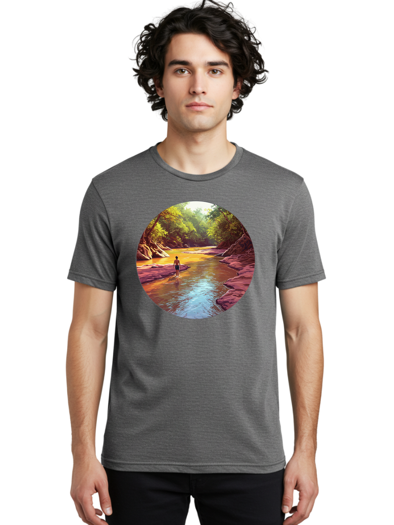 Person-In-The-River Men'S Graphic Tee, 100% Cotton, Comfortable Casual Summer Wear, Machine Washable, Vintage Camera, Old Camera, Antique Camera, Black Camera, Classic Photography, Photography Equipment, Nostalgic Device, Film Camera, Bao743