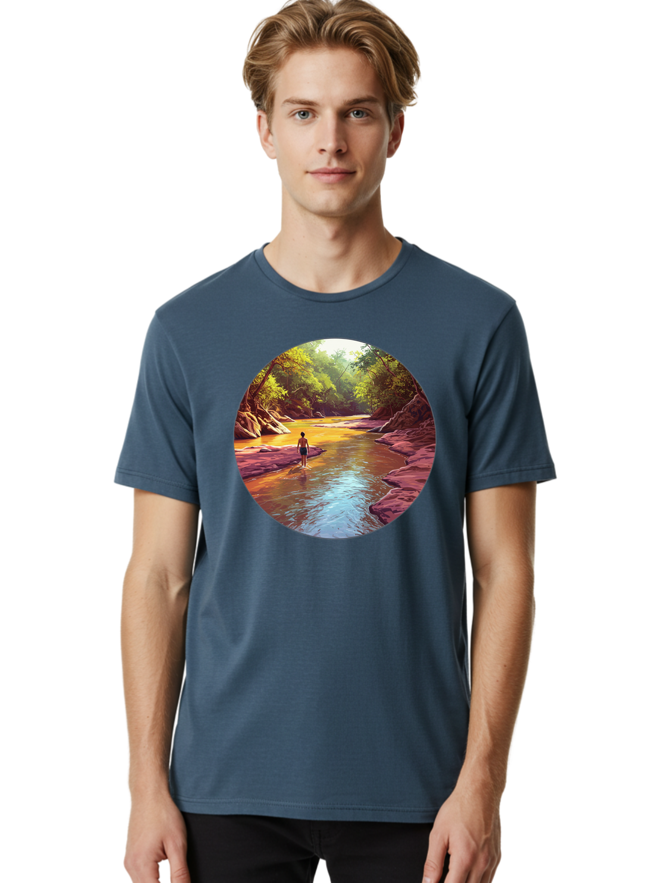 Person-In-The-River Men'S Graphic Tee, 100% Cotton, Comfortable Casual Summer Wear, Machine Washable, Vintage Camera, Old Camera, Antique Camera, Black Camera, Classic Photography, Photography Equipment, Nostalgic Device, Film Camera, Bao743