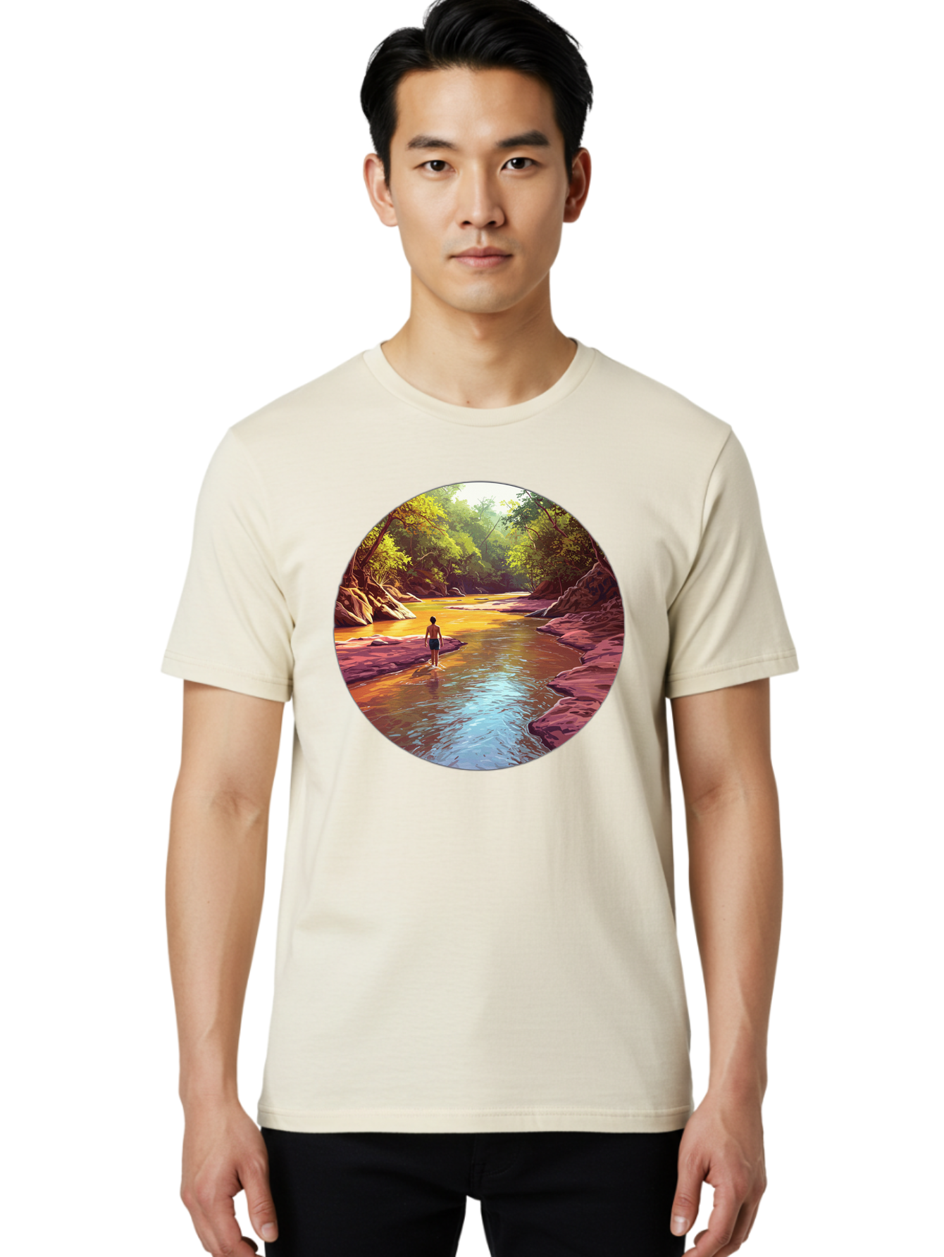 Person-In-The-River Men'S Graphic Tee, 100% Cotton, Comfortable Casual Summer Wear, Machine Washable, Vintage Camera, Old Camera, Antique Camera, Black Camera, Classic Photography, Photography Equipment, Nostalgic Device, Film Camera, Bao743