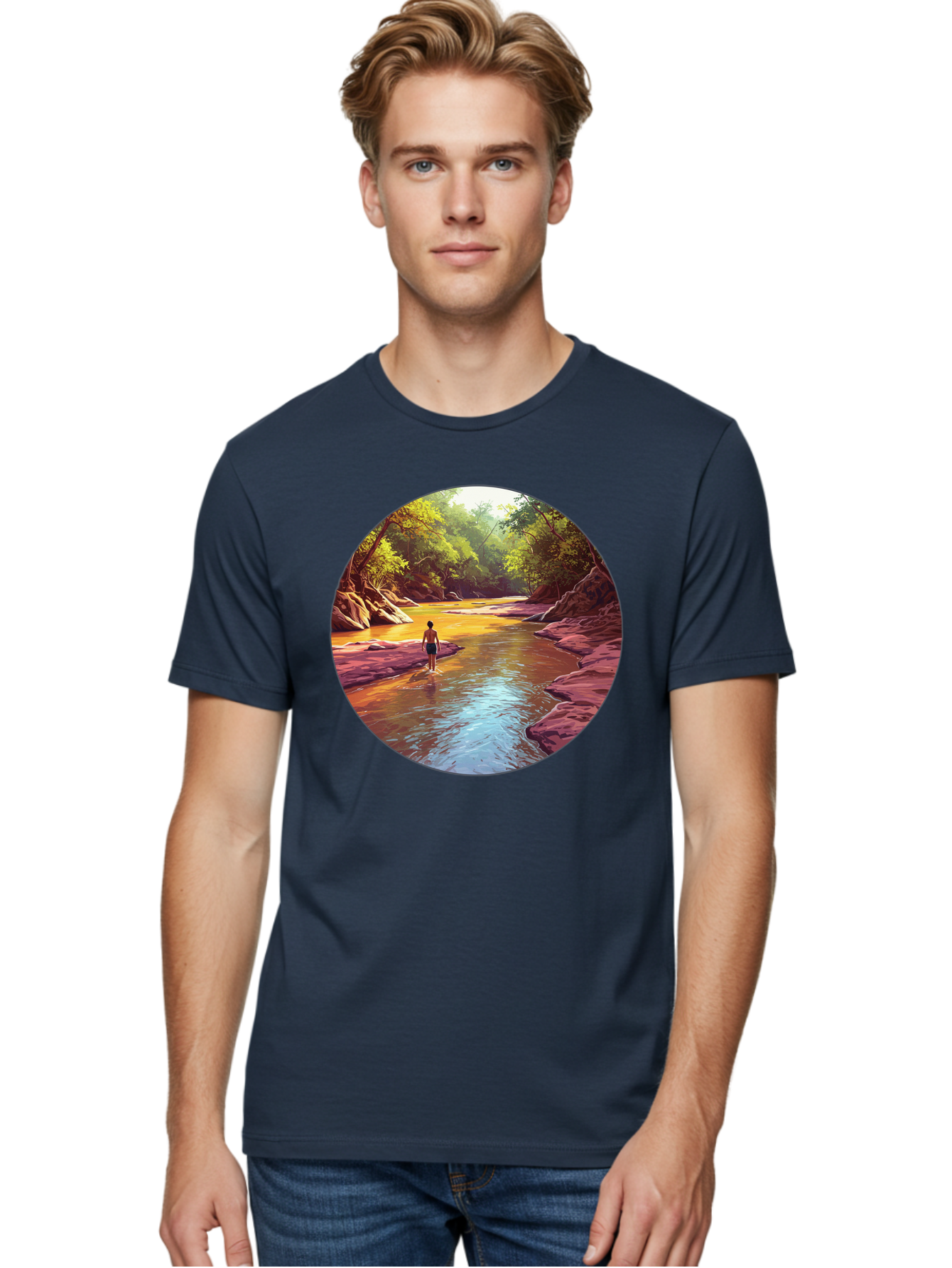 Person-In-The-River Men'S Graphic Tee, 100% Cotton, Comfortable Casual Summer Wear, Machine Washable, Vintage Camera, Old Camera, Antique Camera, Black Camera, Classic Photography, Photography Equipment, Nostalgic Device, Film Camera, Bao743