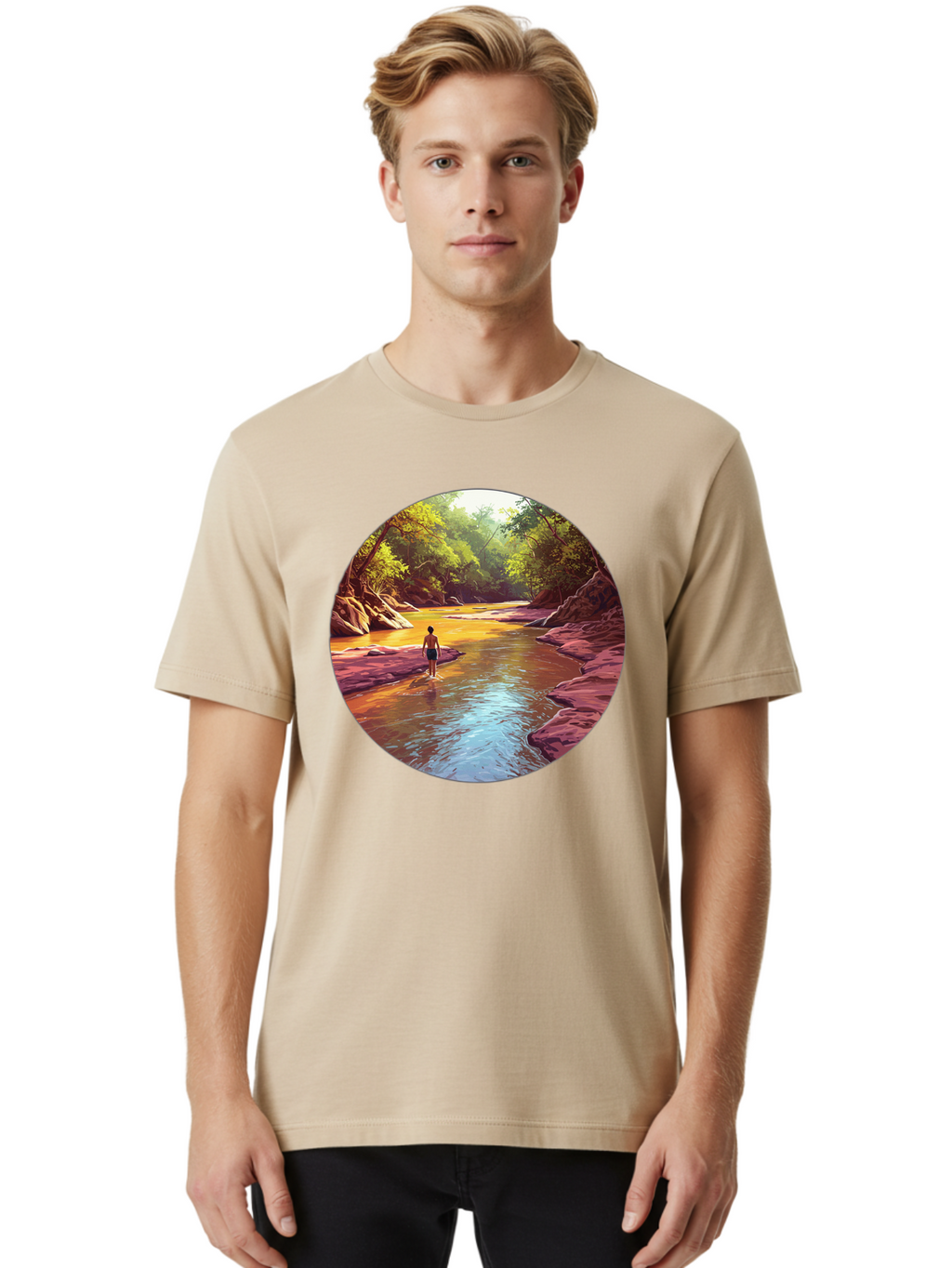 Person-In-The-River Men'S Graphic Tee, 100% Cotton, Comfortable Casual Summer Wear, Machine Washable, Vintage Camera, Old Camera, Antique Camera, Black Camera, Classic Photography, Photography Equipment, Nostalgic Device, Film Camera, Bao743