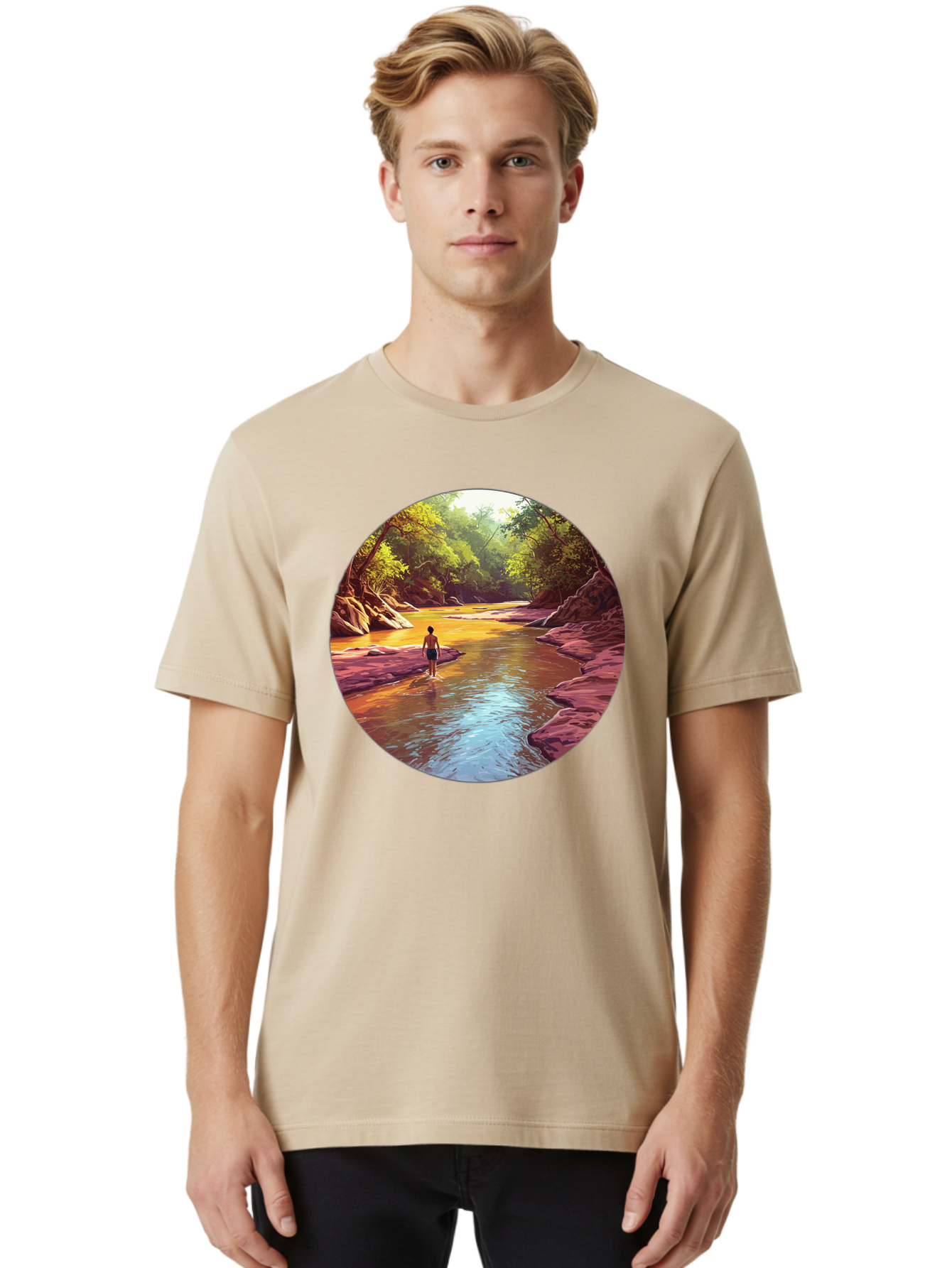 Person-In-The-River Men'S Graphic Tee, 100% Cotton, Comfortable Casual Summer Wear, Machine Washable, Vintage Camera, Old Camera, Antique Camera, Black Camera, Classic Photography, Photography Equipment, Nostalgic Device, Film Camera, Bao743