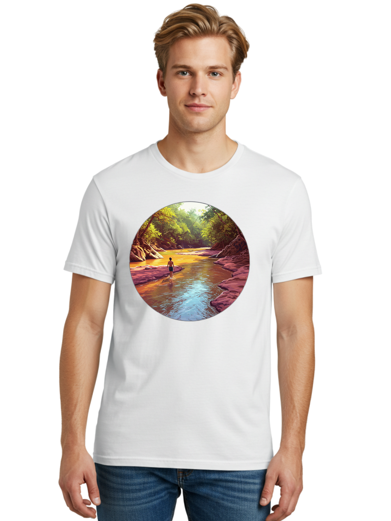 Person-In-The-River Men'S Graphic Tee, 100% Cotton, Comfortable Casual Summer Wear, Machine Washable, Vintage Camera, Old Camera, Antique Camera, Black Camera, Classic Photography, Photography Equipment, Nostalgic Device, Film Camera, Bao743
