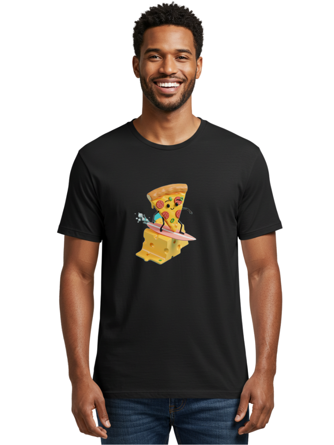 Pizza-Slice-Surfer Men'S Graphic Tee, 100% Cotton, Comfortable Casual Summer Wear, Machine Washable, Vintage Camera, Old Camera, Antique Camera, Black Camera, Classic Photography, Photography Equipment, Nostalgic Device, Film Camera, Bao756