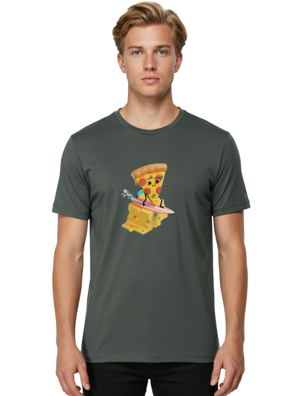 Pizza-Slice-Surfer Men'S Graphic Tee, 100% Cotton, Comfortable Casual Summer Wear, Machine Washable, Vintage Camera, Old Camera, Antique Camera, Black Camera, Classic Photography, Photography Equipment, Nostalgic Device, Film Camera, Bao756