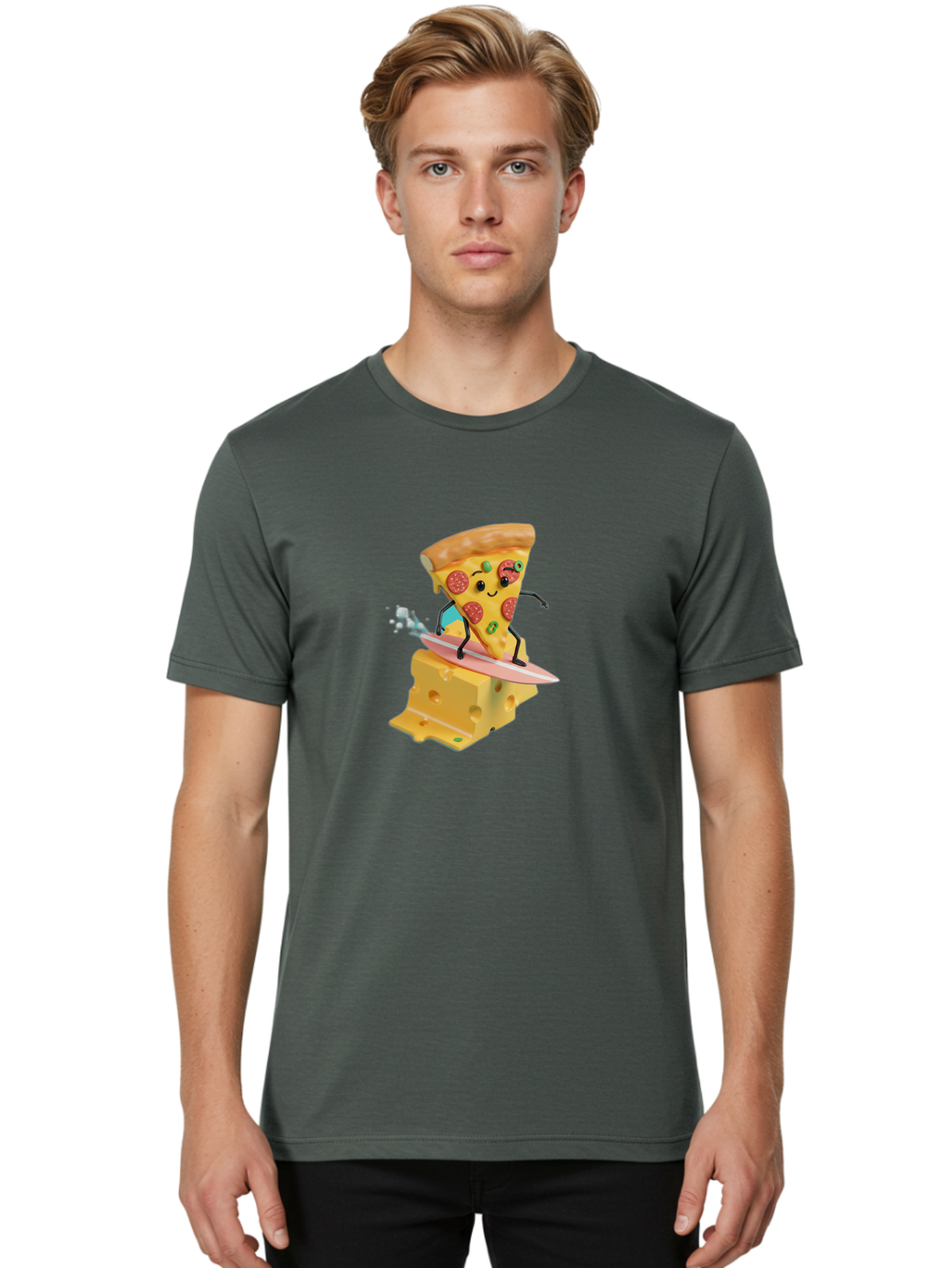 Pizza-Slice-Surfer Men'S Graphic Tee, 100% Cotton, Comfortable Casual Summer Wear, Machine Washable, Vintage Camera, Old Camera, Antique Camera, Black Camera, Classic Photography, Photography Equipment, Nostalgic Device, Film Camera, Bao756