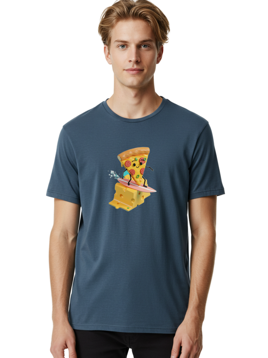 Pizza-Slice-Surfer Men'S Graphic Tee, 100% Cotton, Comfortable Casual Summer Wear, Machine Washable, Vintage Camera, Old Camera, Antique Camera, Black Camera, Classic Photography, Photography Equipment, Nostalgic Device, Film Camera, Bao756