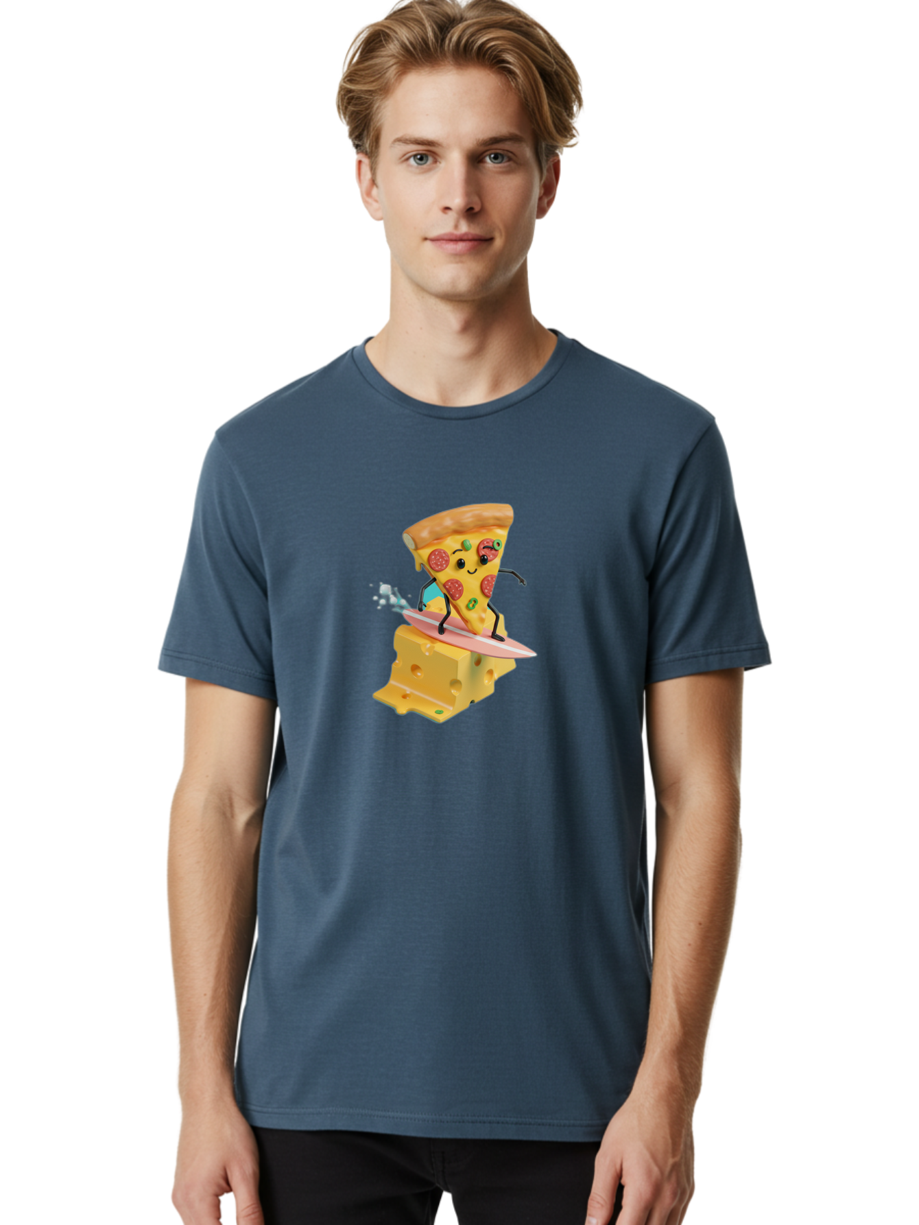 Pizza-Slice-Surfer Men'S Graphic Tee, 100% Cotton, Comfortable Casual Summer Wear, Machine Washable, Vintage Camera, Old Camera, Antique Camera, Black Camera, Classic Photography, Photography Equipment, Nostalgic Device, Film Camera, Bao756