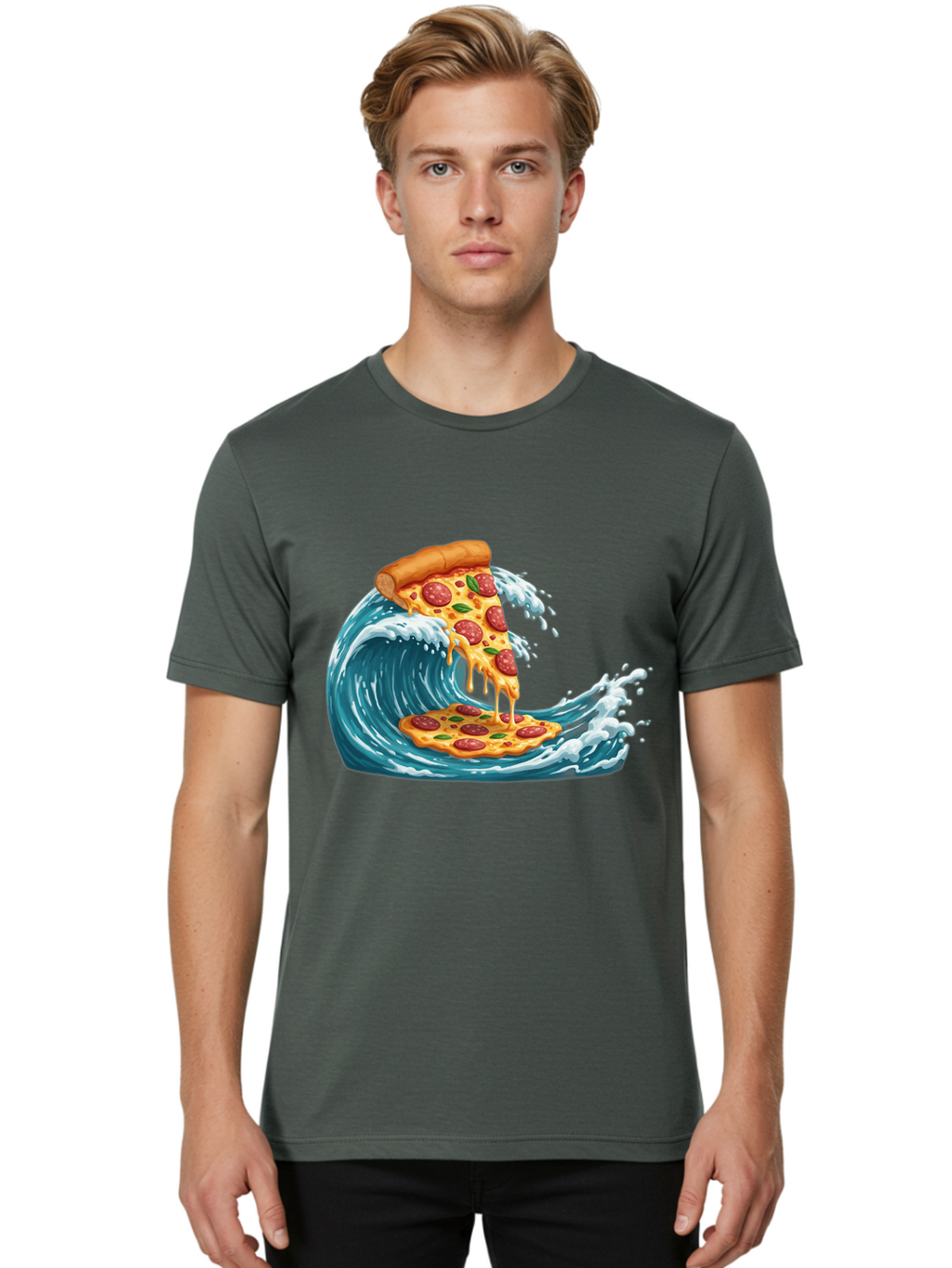 Pizza-Surfing-Wave Men'S Graphic Tee, 100% Cotton, Comfortable Casual Summer Wear, Machine Washable, Vintage Camera, Old Camera, Antique Camera, Black Camera, Classic Photography, Photography Equipment, Nostalgic Device, Film Camera, Bao759